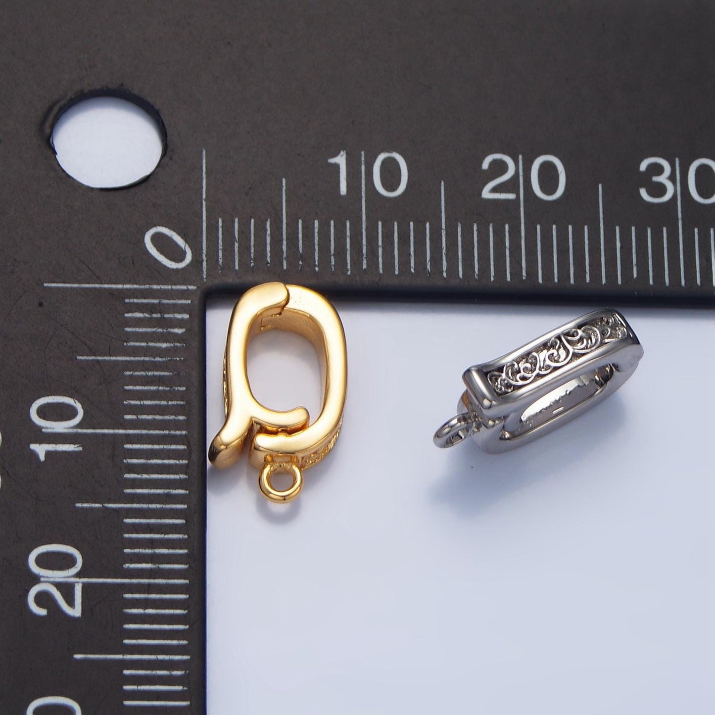 Snap bail clasp vine design gold & silver 24k gold filled supply | z-973