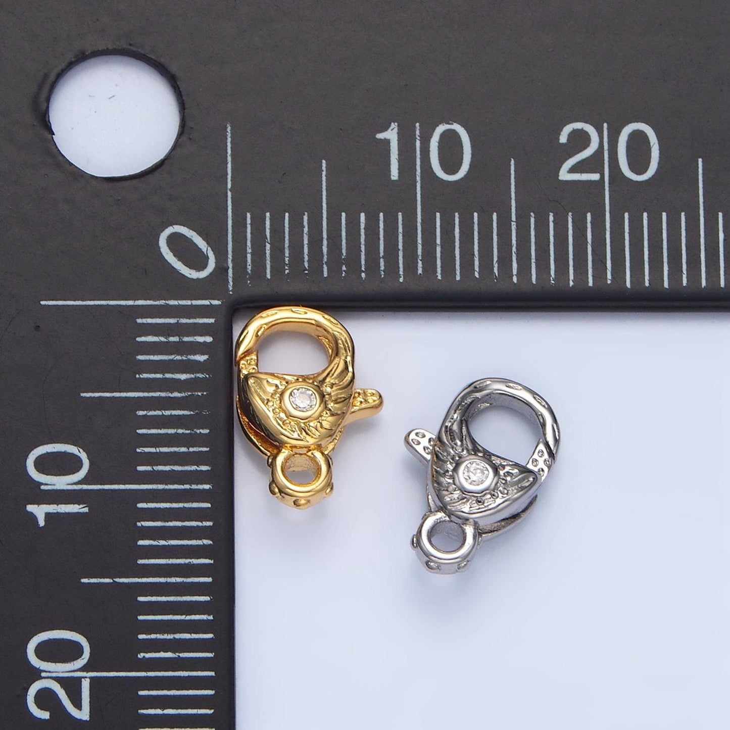 Mini 24k gold filled artisan rustic lobster clasps with clear cz for bracelet necklace jewelry supply in gold silver z965