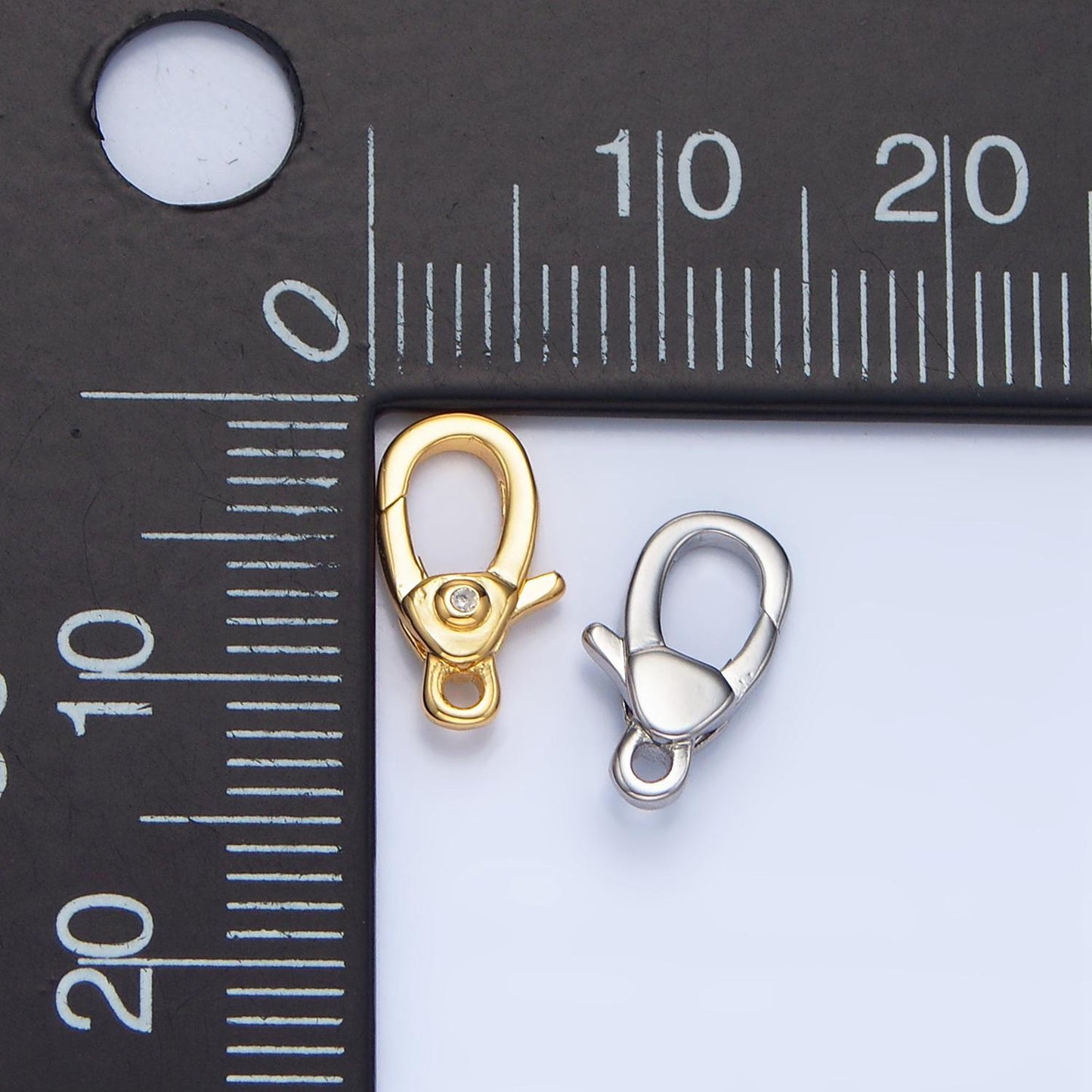 Mini 24k gold filled lobster clasps with clear cz for bracelet necklace jewelry supply in gold silver z963