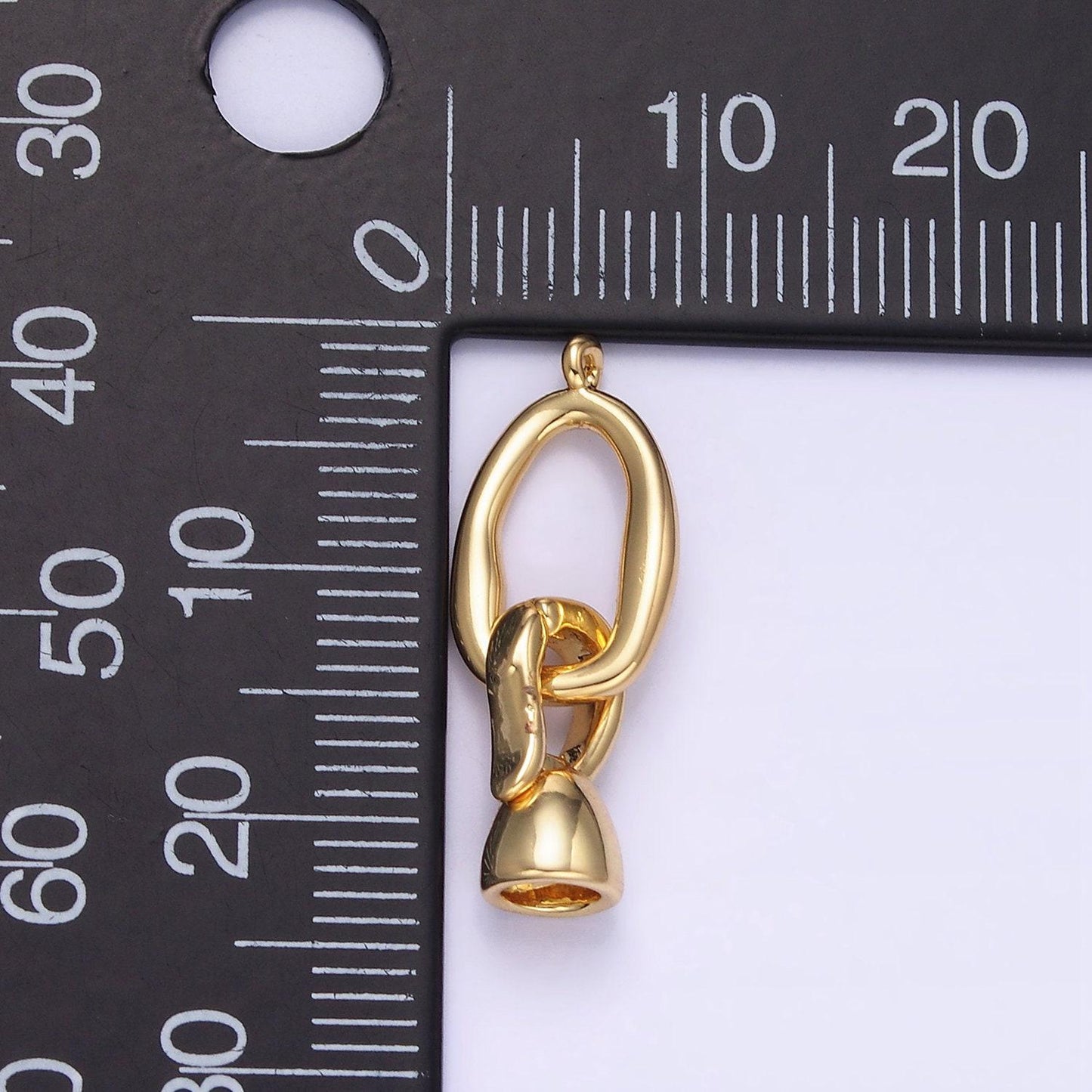 Dainty gold bail charm holder for rope string cord with loop tube bails cord bails slider bails for charm pendant hanging z784