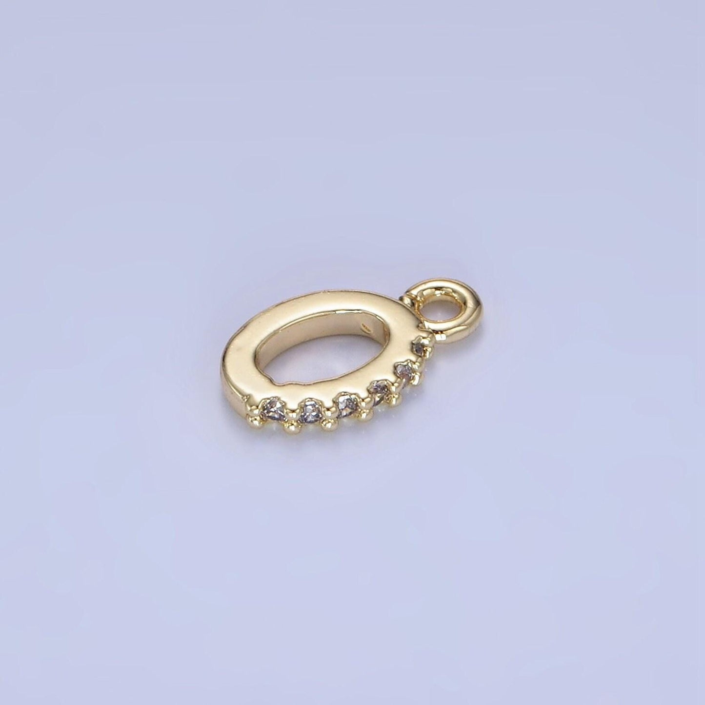 Charm pendant bail with cz stone detail, necklace connector findings, gold filled over brass - l-530 z-744