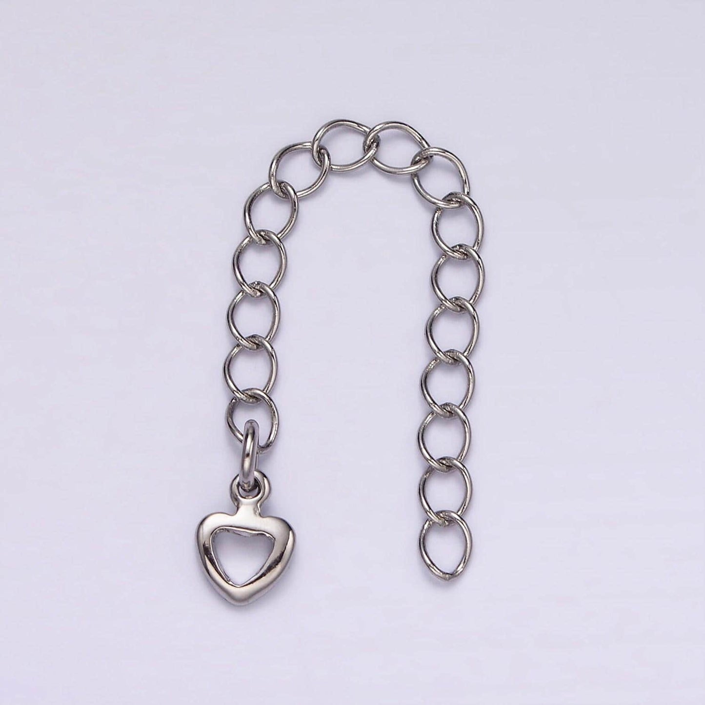 Extender silver chain 2.5 inch with heart charm for diy bracelet necklace jewelry making z716