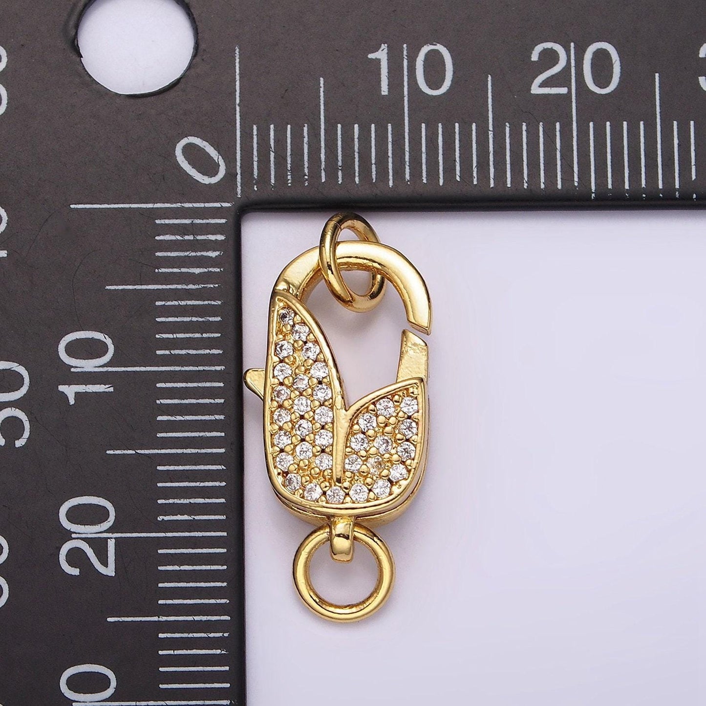 14k gold filled lobster claw clasps tulip micro paved cz jewelry closure findings supply in gold & silver | z607 z608