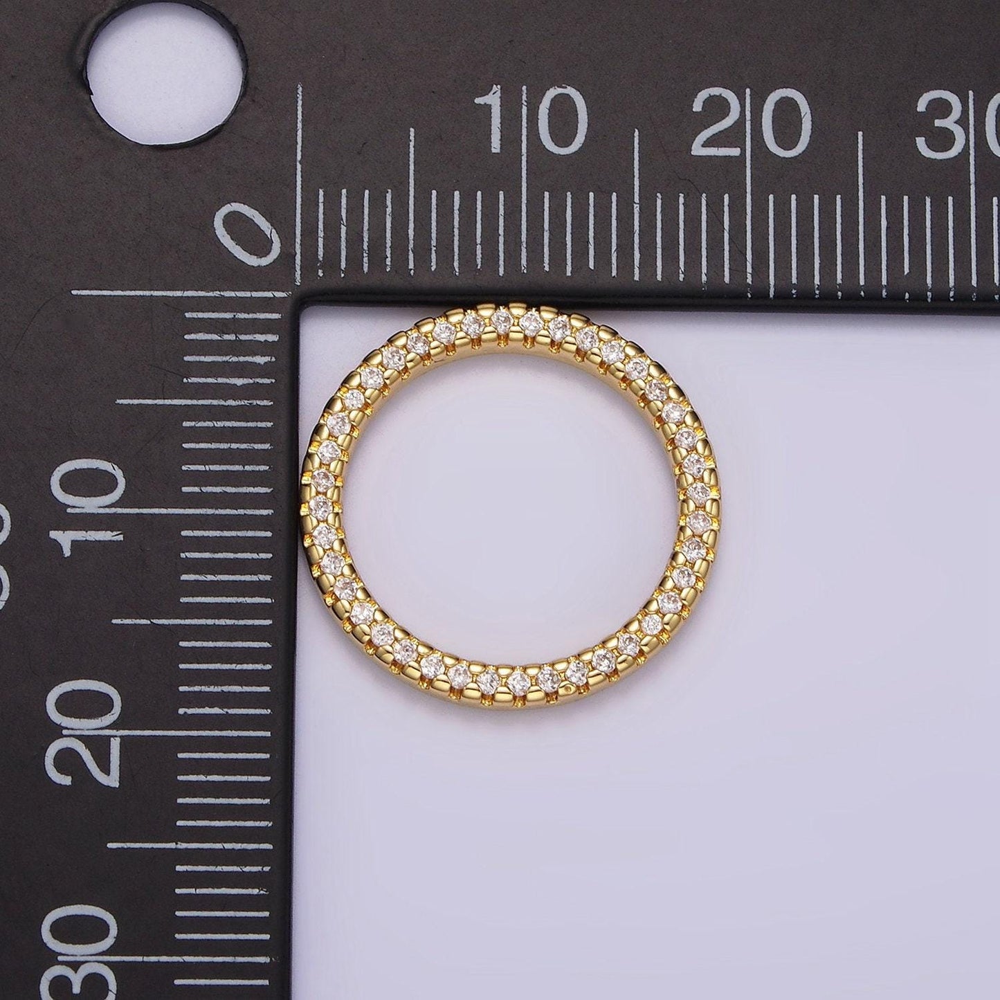14k gold filled 18.5mm open round clear micro paved cz charm supply | z478