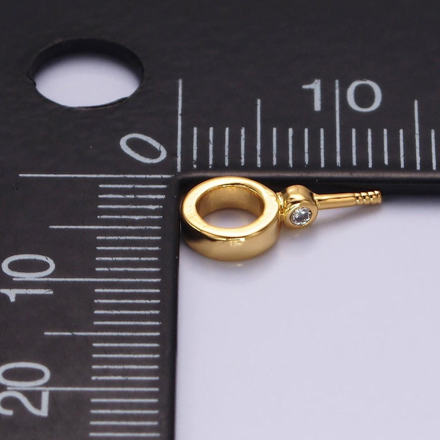 14k gold filled clear cz round drill charm holder jewelry findings supply in gold & silver | z472 z473