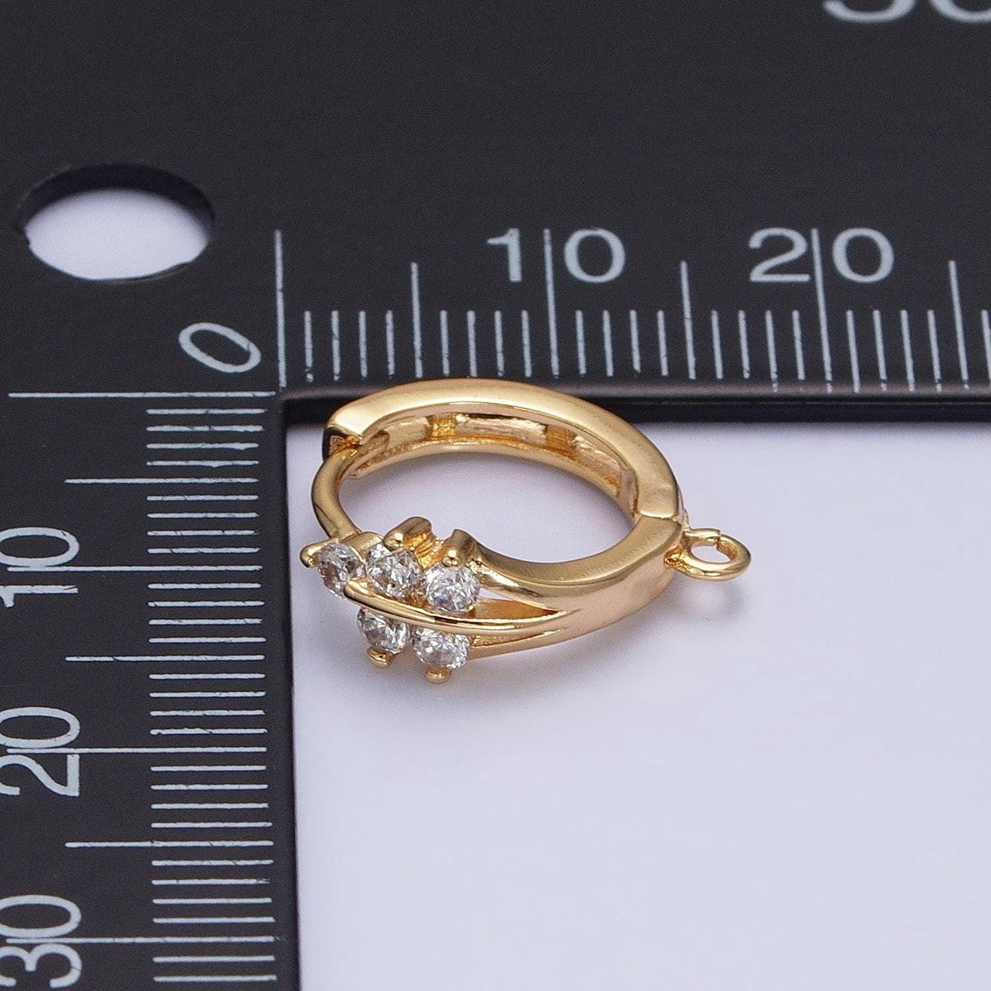 16k gold filled triple lined cz 15mm open loop huggie earrings supply in silver & gold | z281 z383