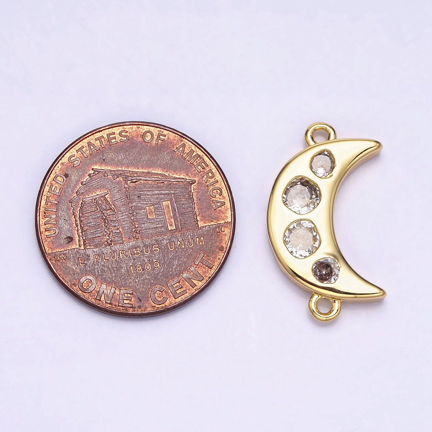 Gold crescent moon charm connector, micro pave star charm, cz charms, cubic zirconia moon link connector for necklace pendant y-828
