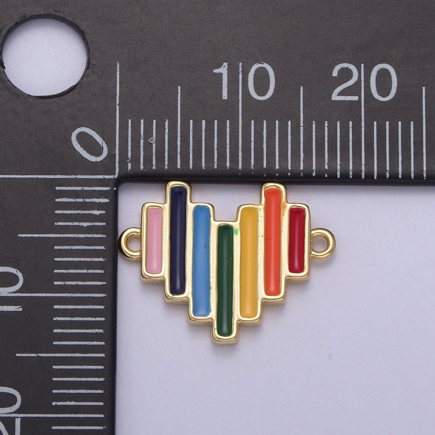 Dainty gold enamel rainbow heart connector pendant love friendship charm necklace bracelet diy lgbtq jewelry making supply y-446