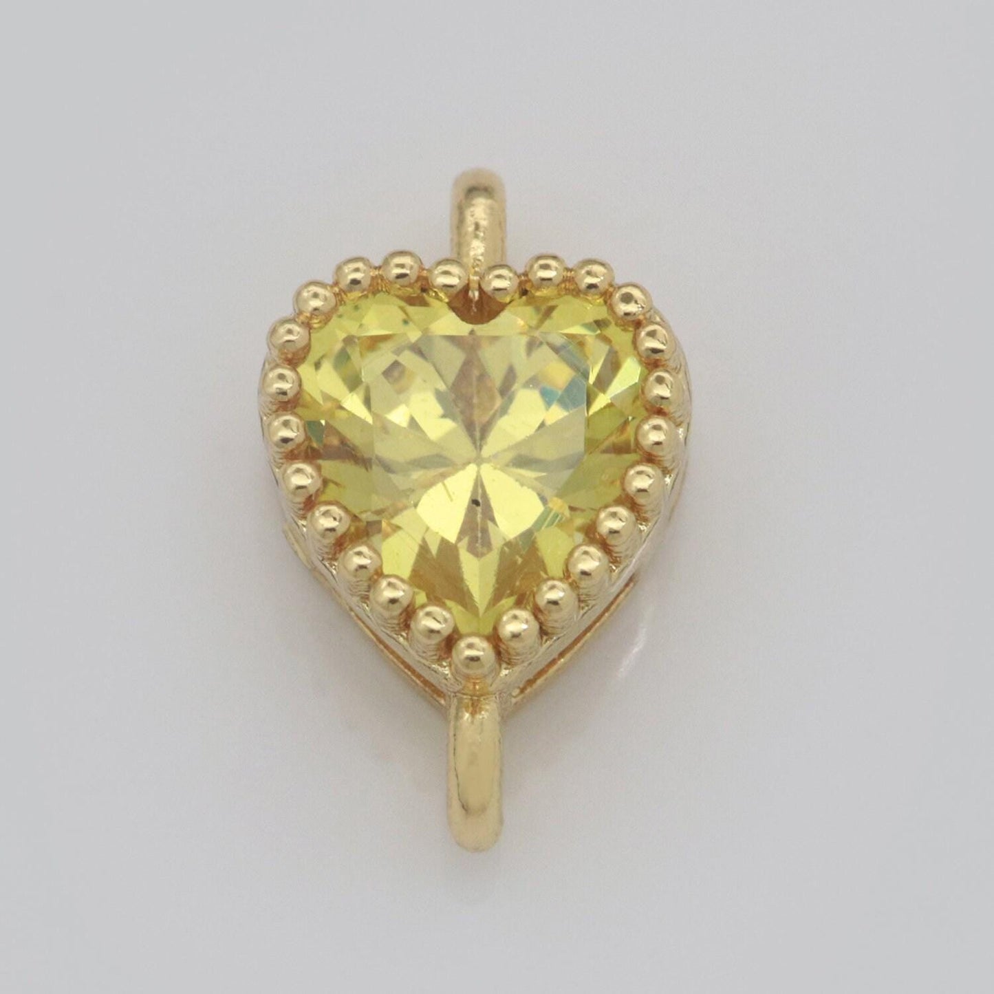 Heart solitaire cz gold connector love diamond cut dainty cubic zirconia connector for necklace bracelet supply y330- y337