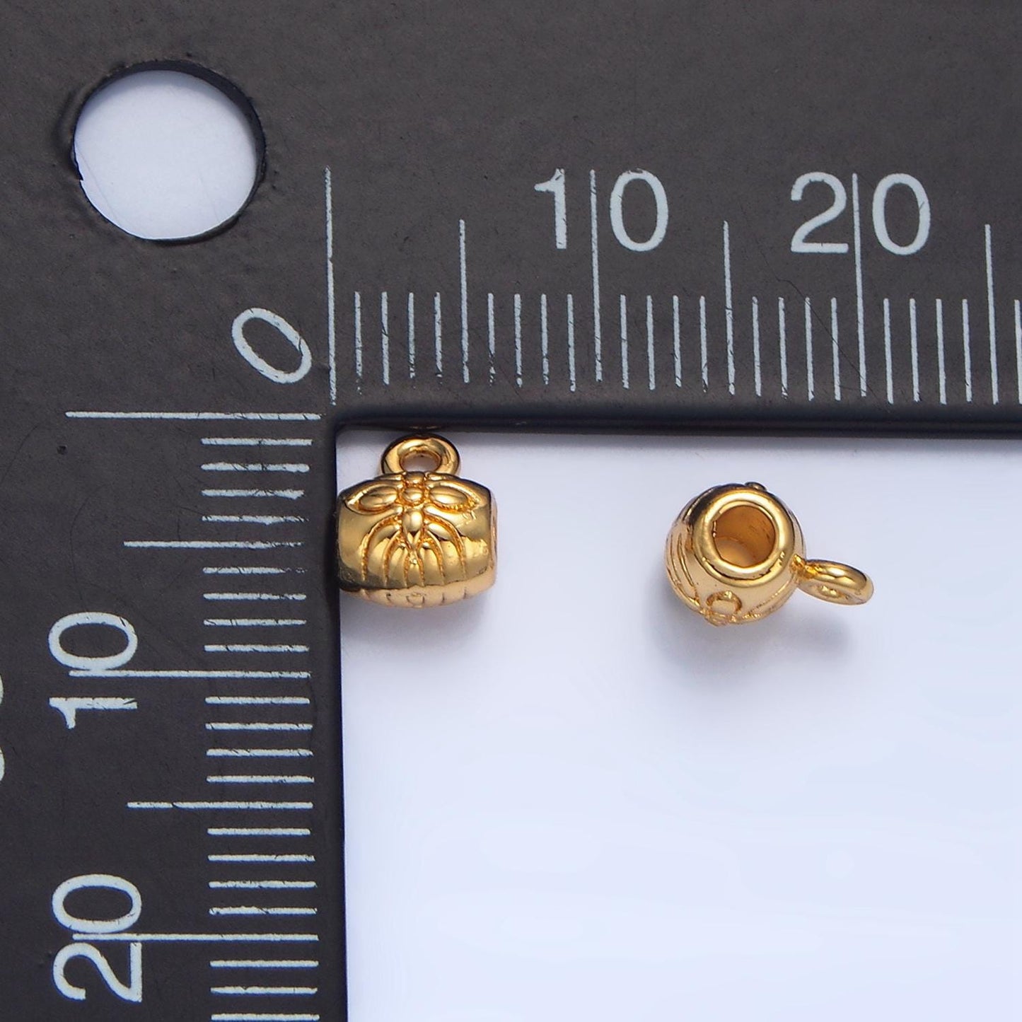Mini flower tube bead + charm add on 24k gold filled supply | x-792