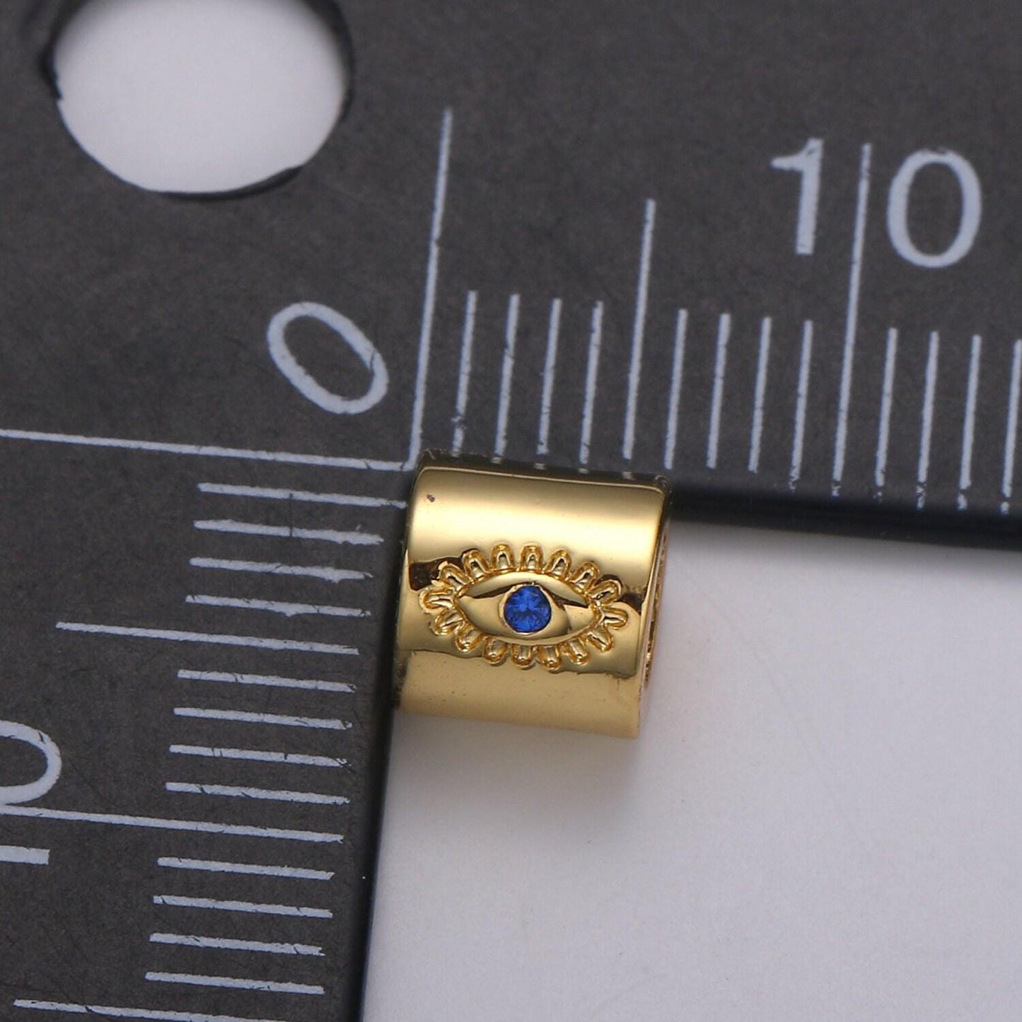 1pc 6mm blue evil eye cz beads solotaire beads cylinder beads charm for bracelet necklace supply 4mm hole, b-418