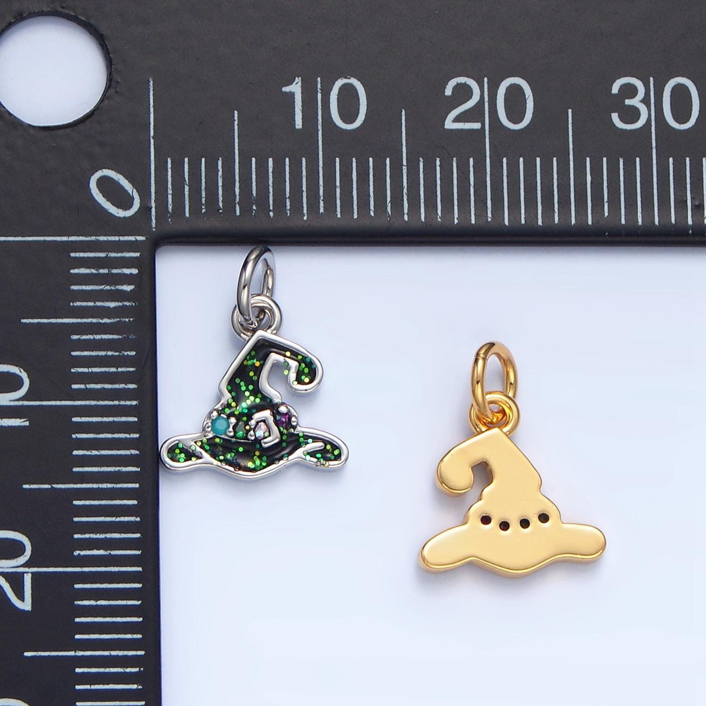 Dainty enamel witch hat charm 18k gold filled wizard sorcerer hat pendant for halloween jewelry making supply x621