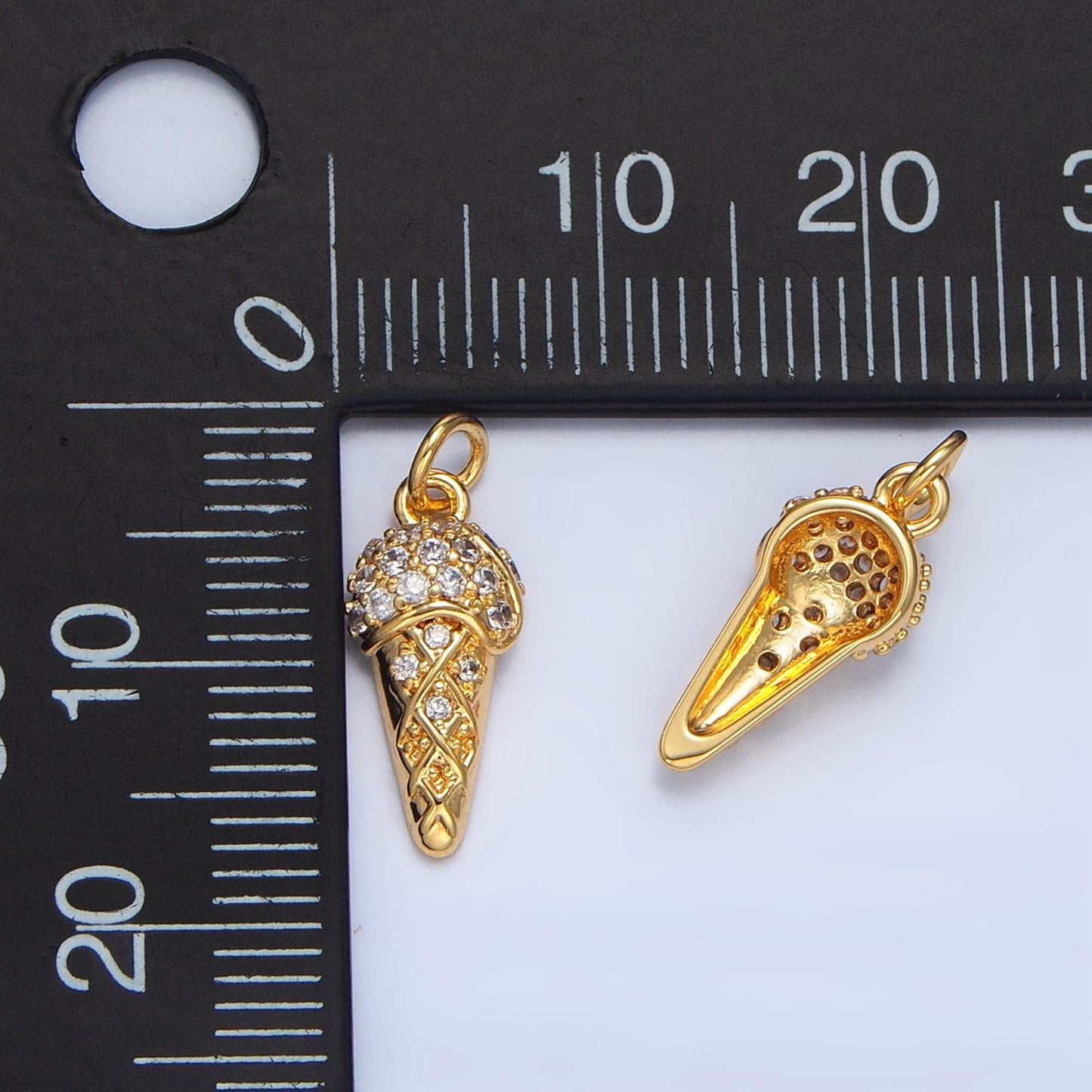 Mini 24k gold filled micro pave cz ice cream pendant charm, ice cream pendant charm, desert pendant, for diy jewelry making x598