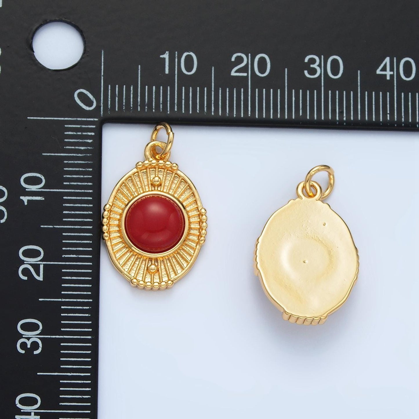 Dainty oval medallion pendant with pearl geometric charm in 14k gold filled carnelian stone for necklace charm supply x594