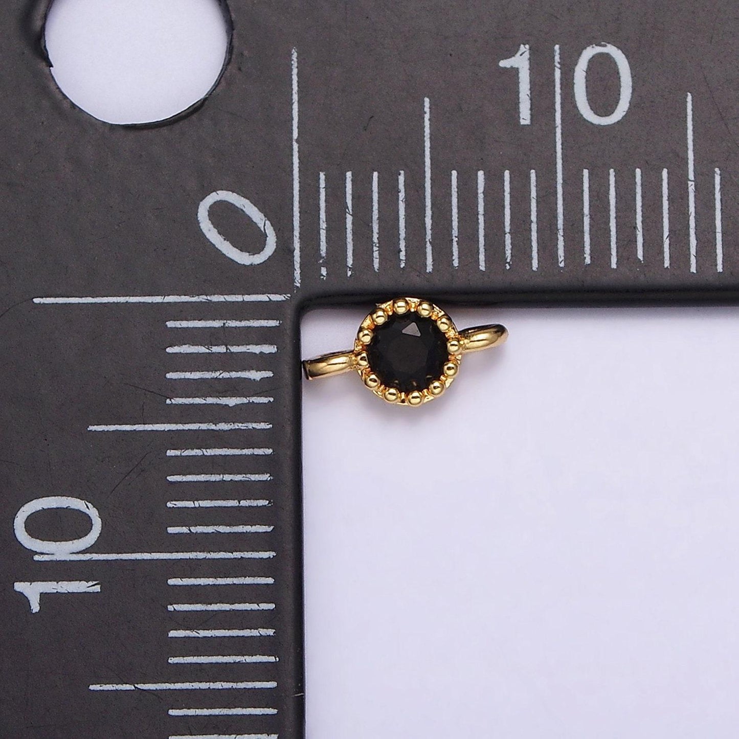 24k gold filled black, clear, green, red round cz 7.5mm beaded connector | y765 - y768