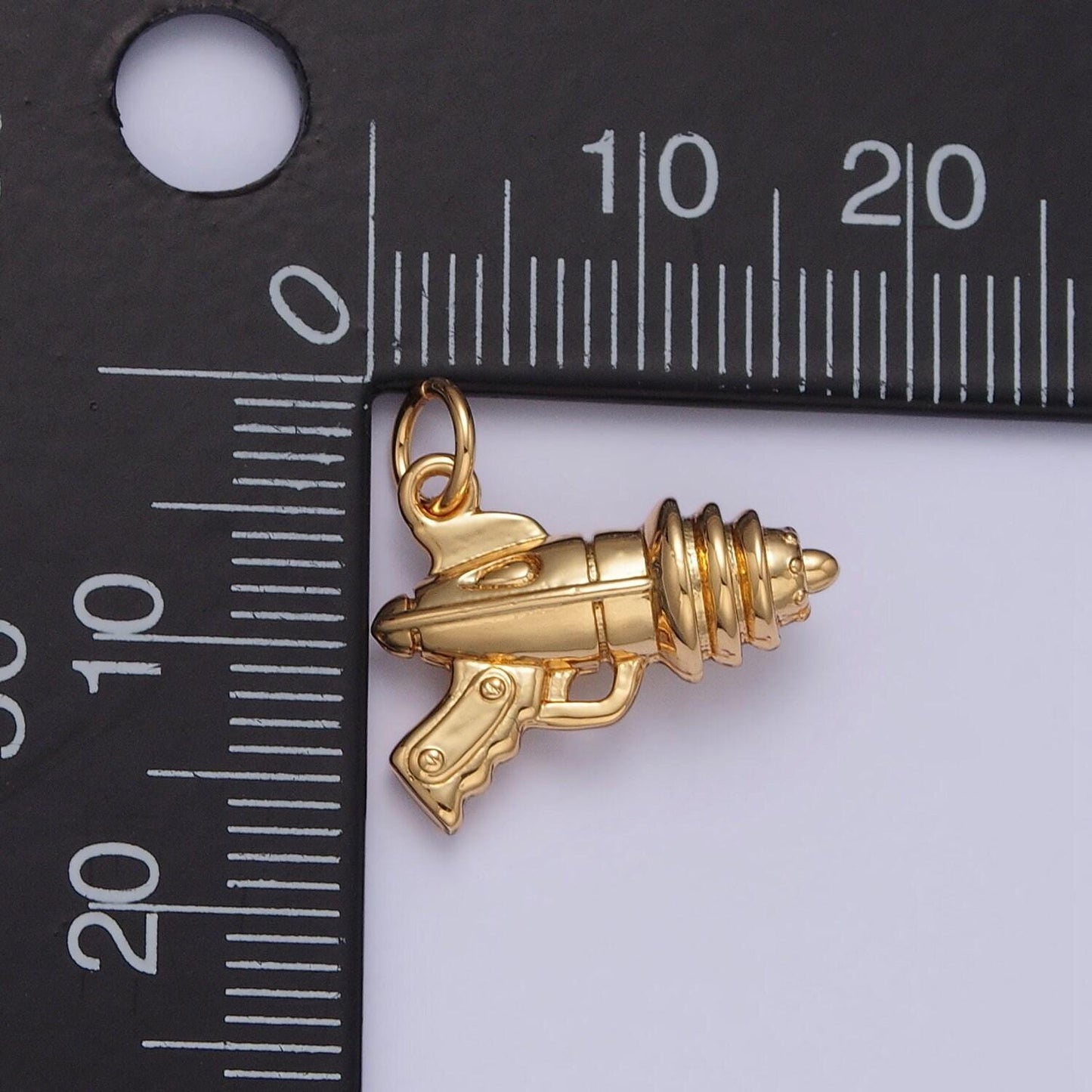 Space gun pendant 24k gold plated gun charm, necklace bracelet charm pendant | x-144