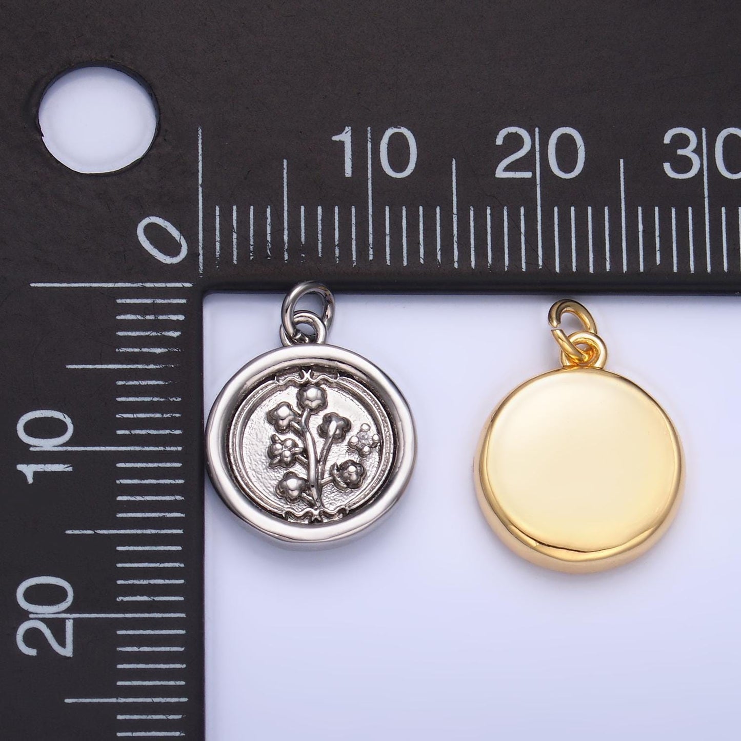 24k gold filled Cotton Blossom flower Charm mini Coin charm | W382
