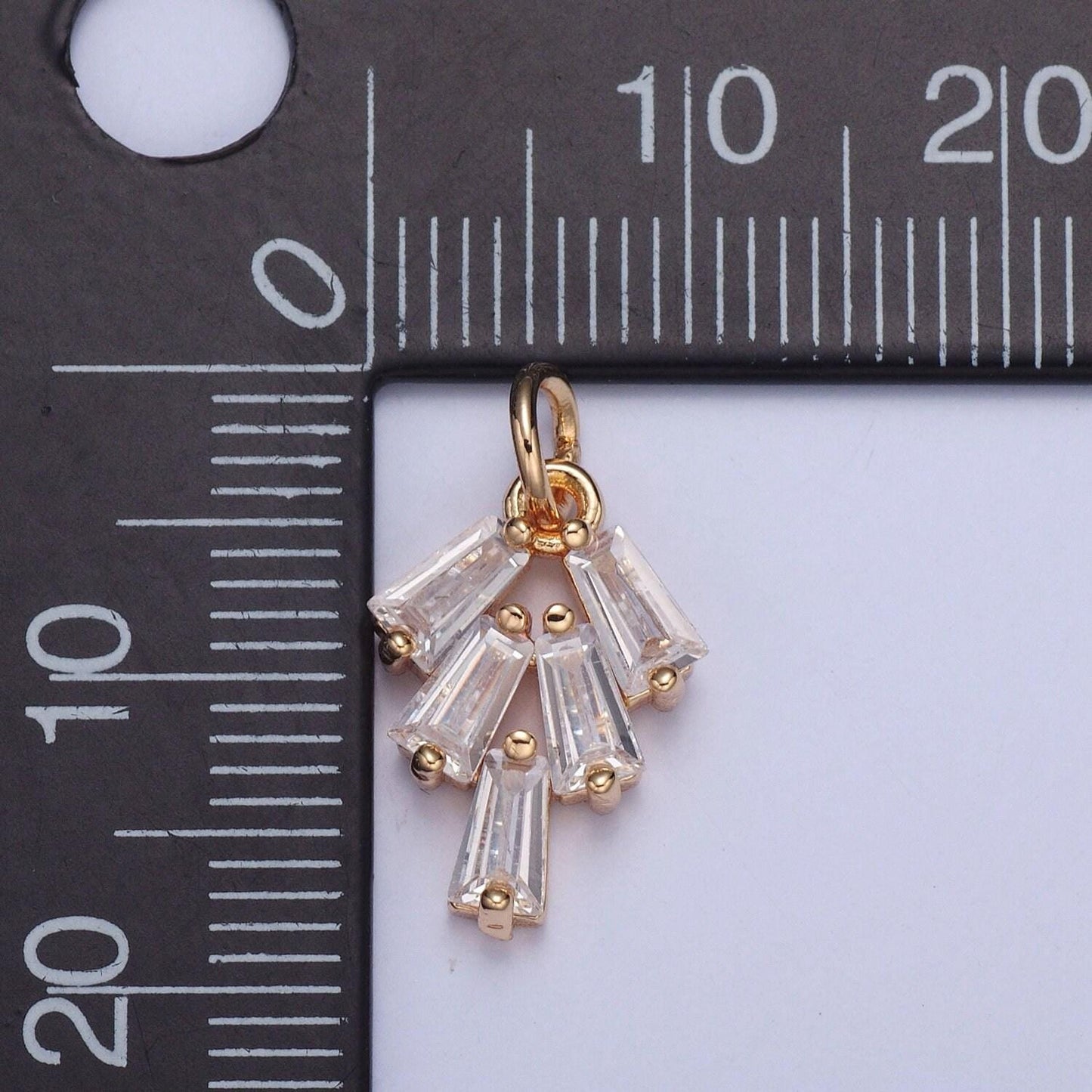Mini 16k gold-filled charm with clear baguette cz stones | x-019