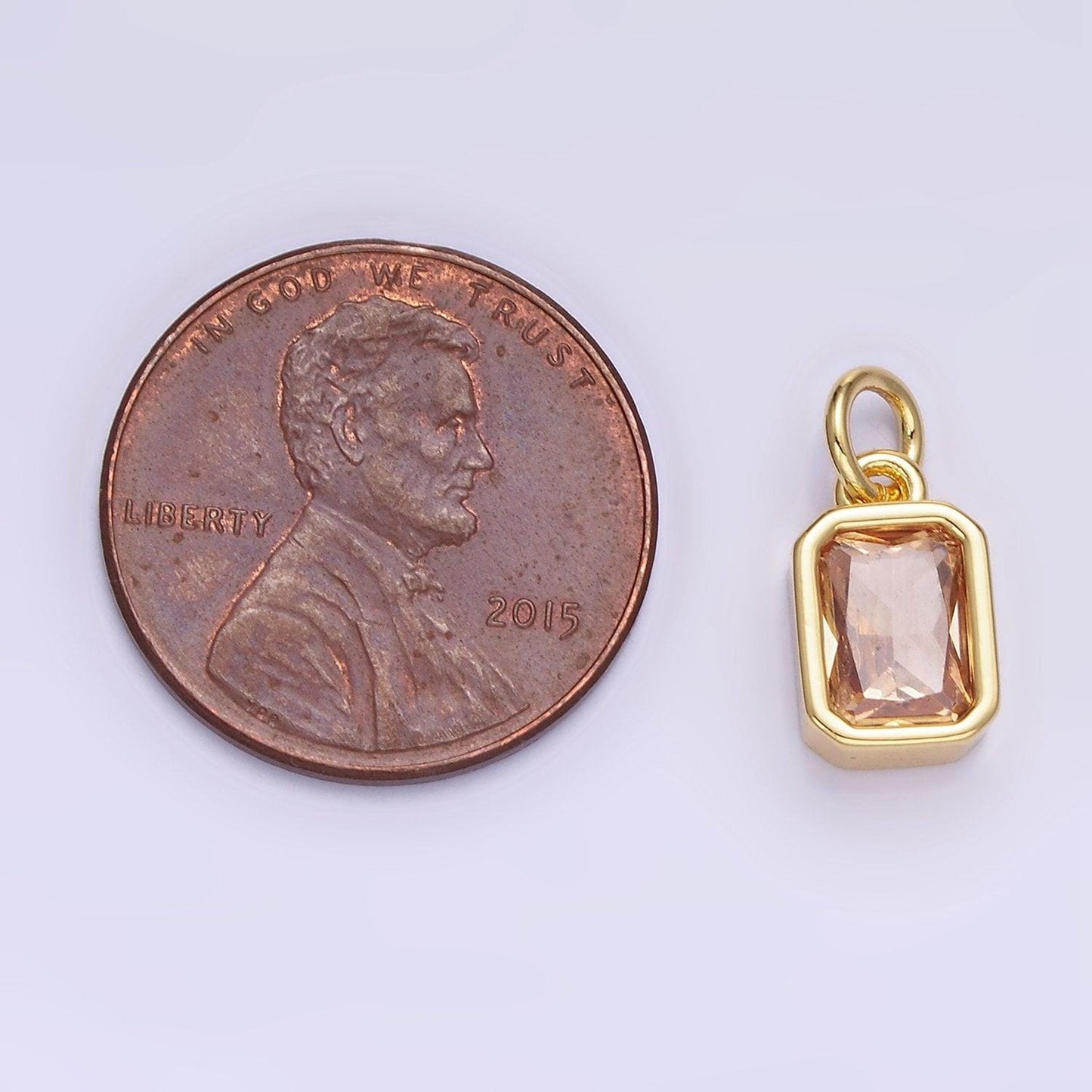 24k gold filled square multifaceted cubic zirconia stone personalized tag add-on charm birthstone charm earring bracelet supply | w748