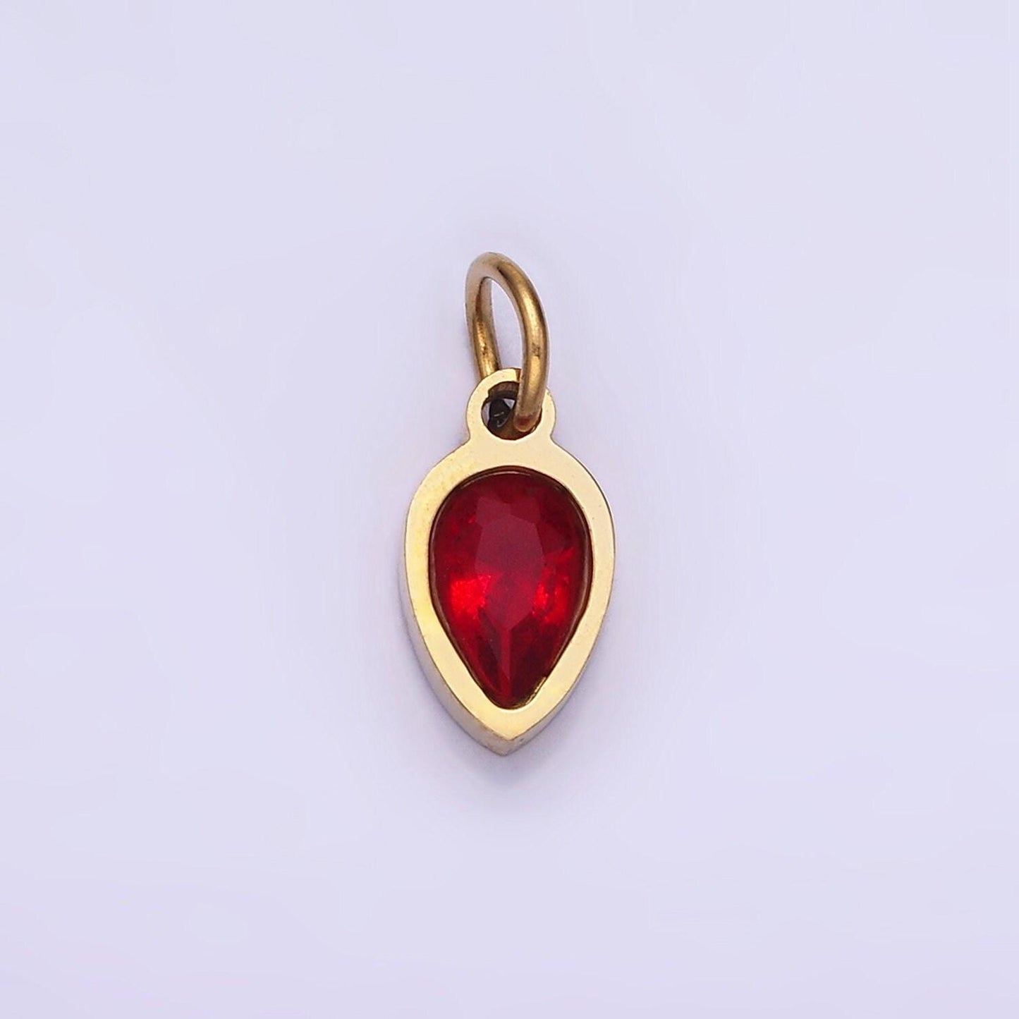 Colorful cz teardrop gold stainless steel bezel rim tiny small pendant charm for bracelet necklace earring finding w671