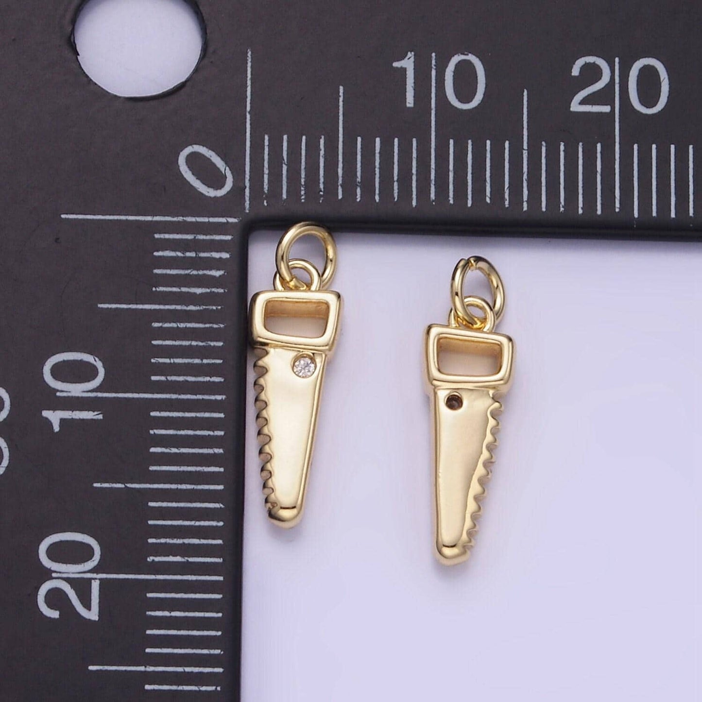 Mini gold saw charm spanner pendant gold mechanic charm cool charm w555
