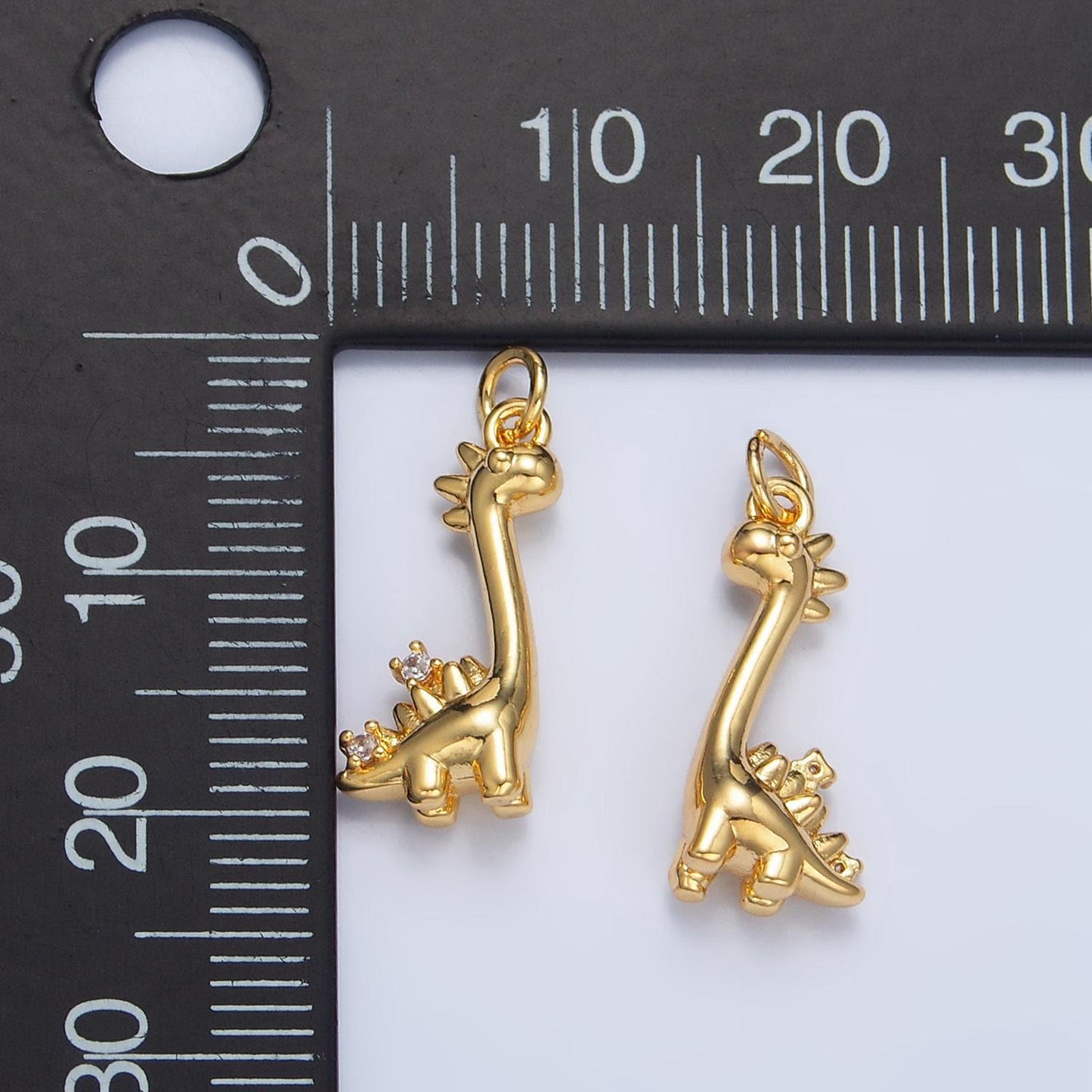 Mini brontosaurus charm gold dinosaur pendant jurassic animal extinct prehistoric charm. small jewelry. paleontologist w022