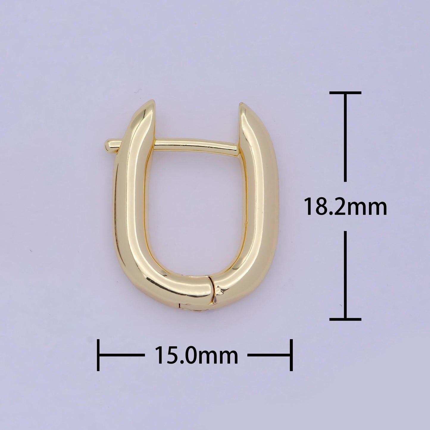 1 pair gold rectangular buckle huggie earrings, 14k gold filled horse shoe screw u-shaped earrings | v-368