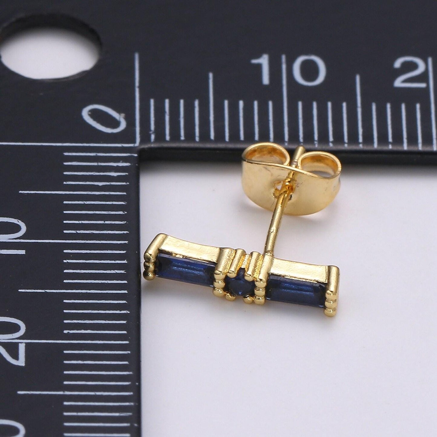 1 pair 24k gold blue cz stud earring, red ruby zirconia earring, geometric stud earring, simplicity design stud earr-1476, 1477