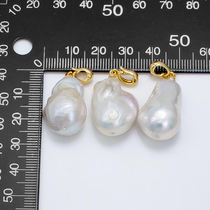 1pc aa pearl approx. 33 x 12mm big white baroque pearl pendant necklace 24k gold filled pendant p1906