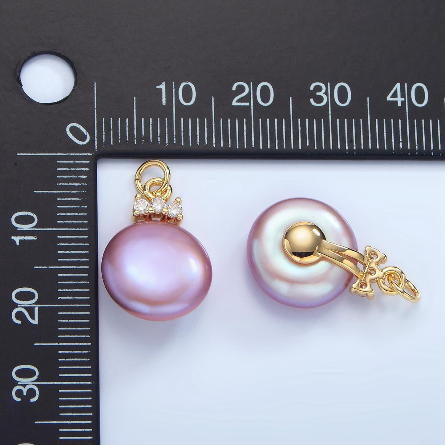 Beautiful mauve pink / purple round button pear pearl charm genuine freshwater mermaid pearls pendant p1905