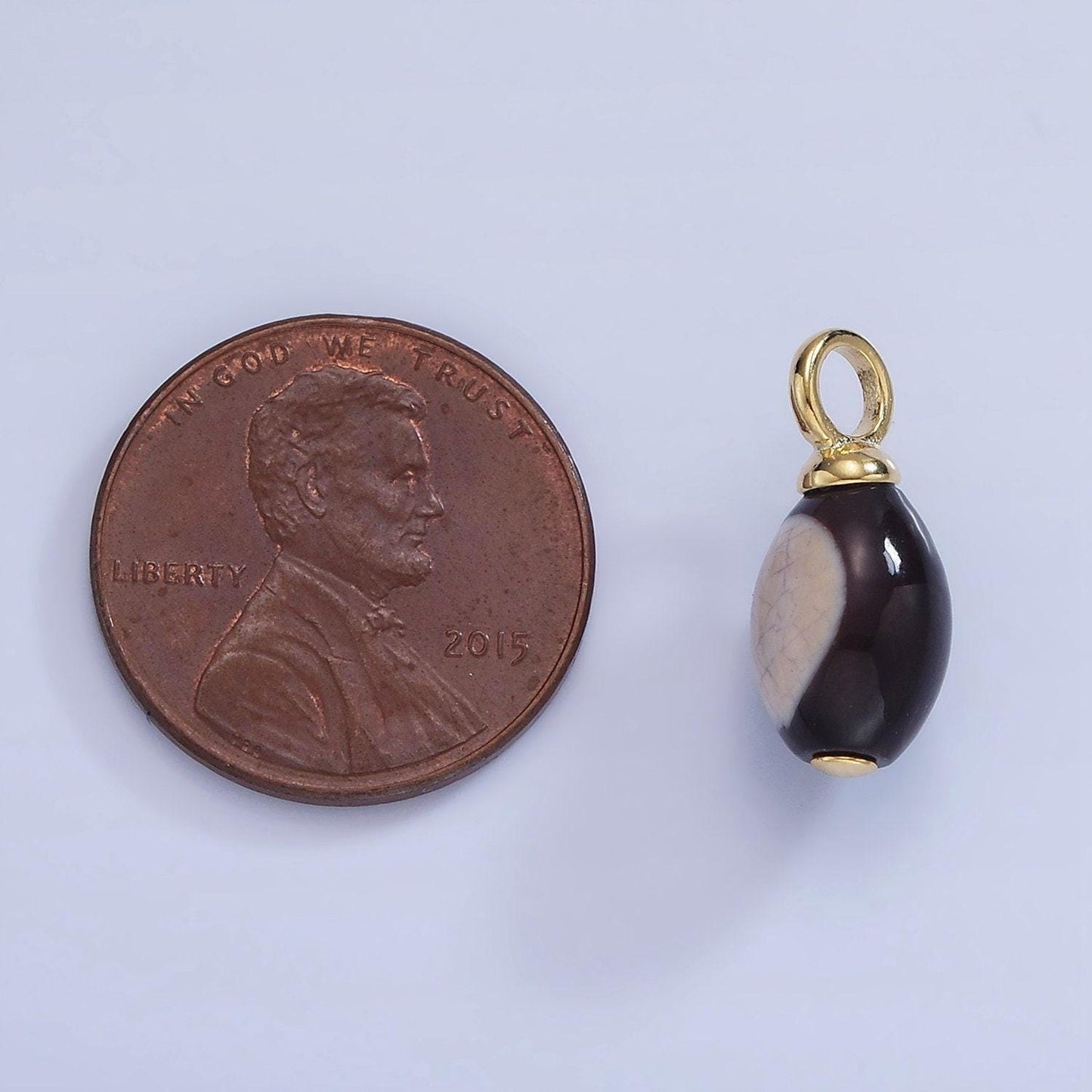 14k gold filled 16mm black tahitian pearl oval drop pendant | p-1768