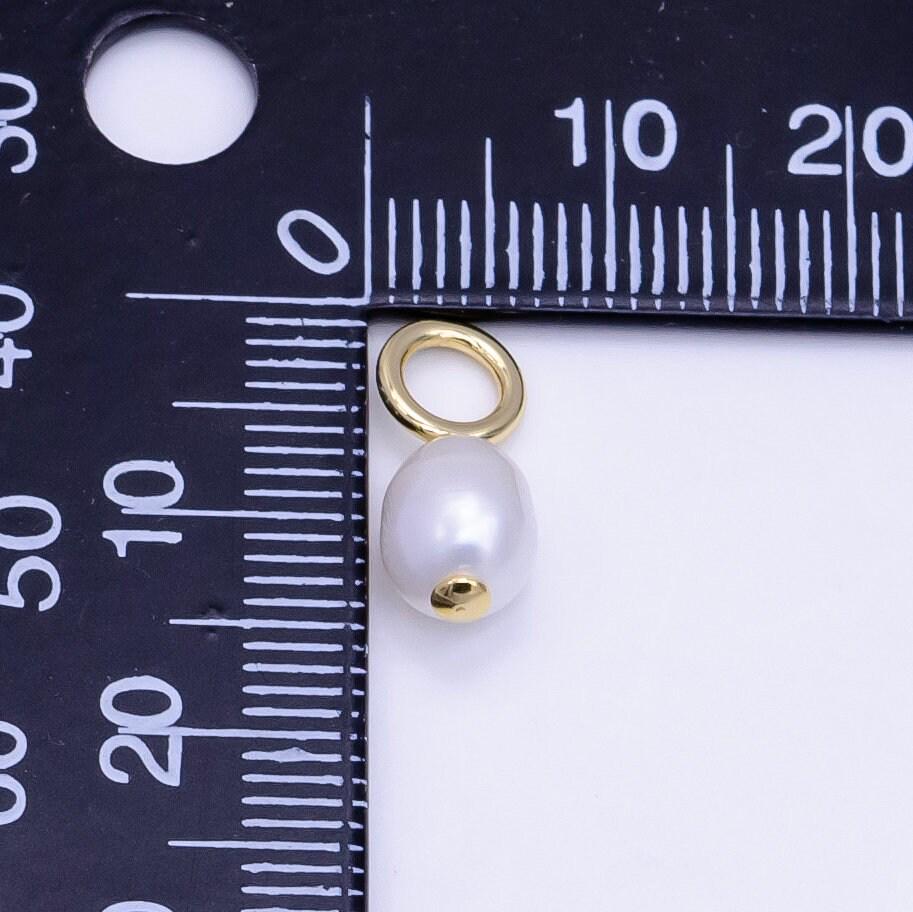 Mini 14k gold filled ringed shell pearl drop pendant wedding jewelry inspired charm necklace earring component | p1756