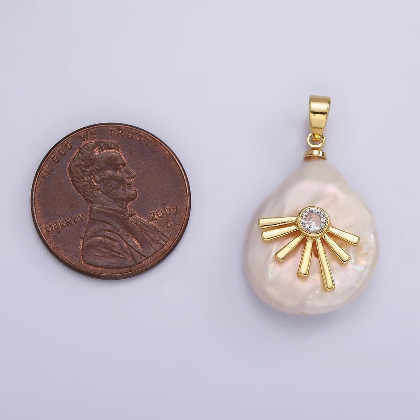 Dainty gold filled micro pave sun burst oval freeform pearl charm for necklace bracelet earring pendant jewelry supply | p1666