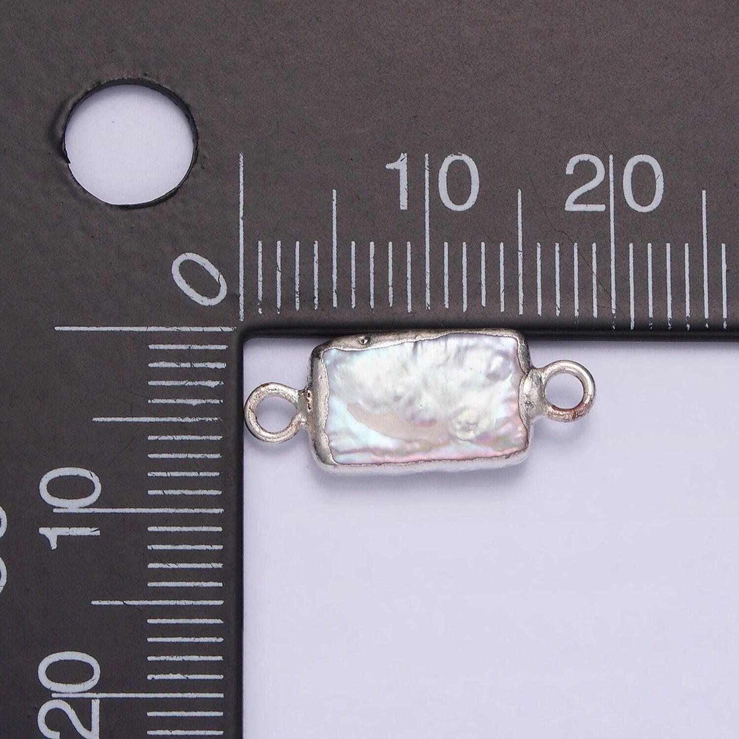 Silver freshwater pearl rectangle pearl charm connectors for bracelet necklace link connector p-1621