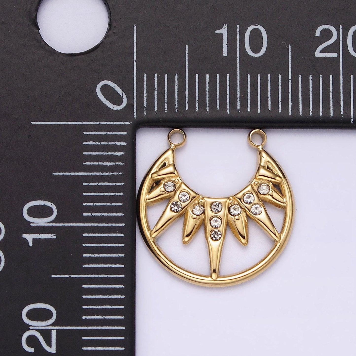 Stainless steel clear cz celestial sunburst ray open connector in gold & silver | p1340