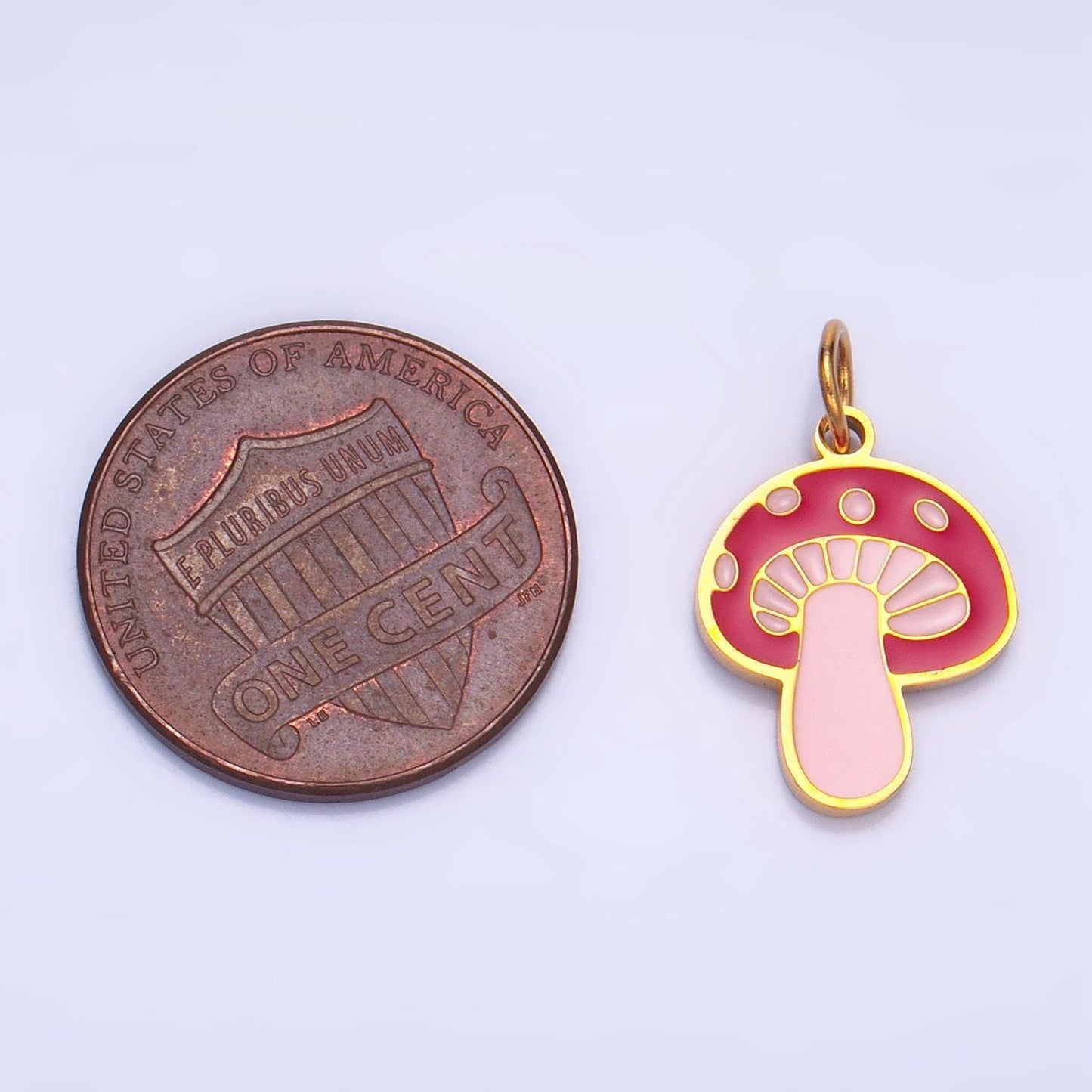 Dainty enamel gold mushroom pendant magical pink mushroom charm kawaii shroomie pendant dainty mushroom charm jewelry supply p1323