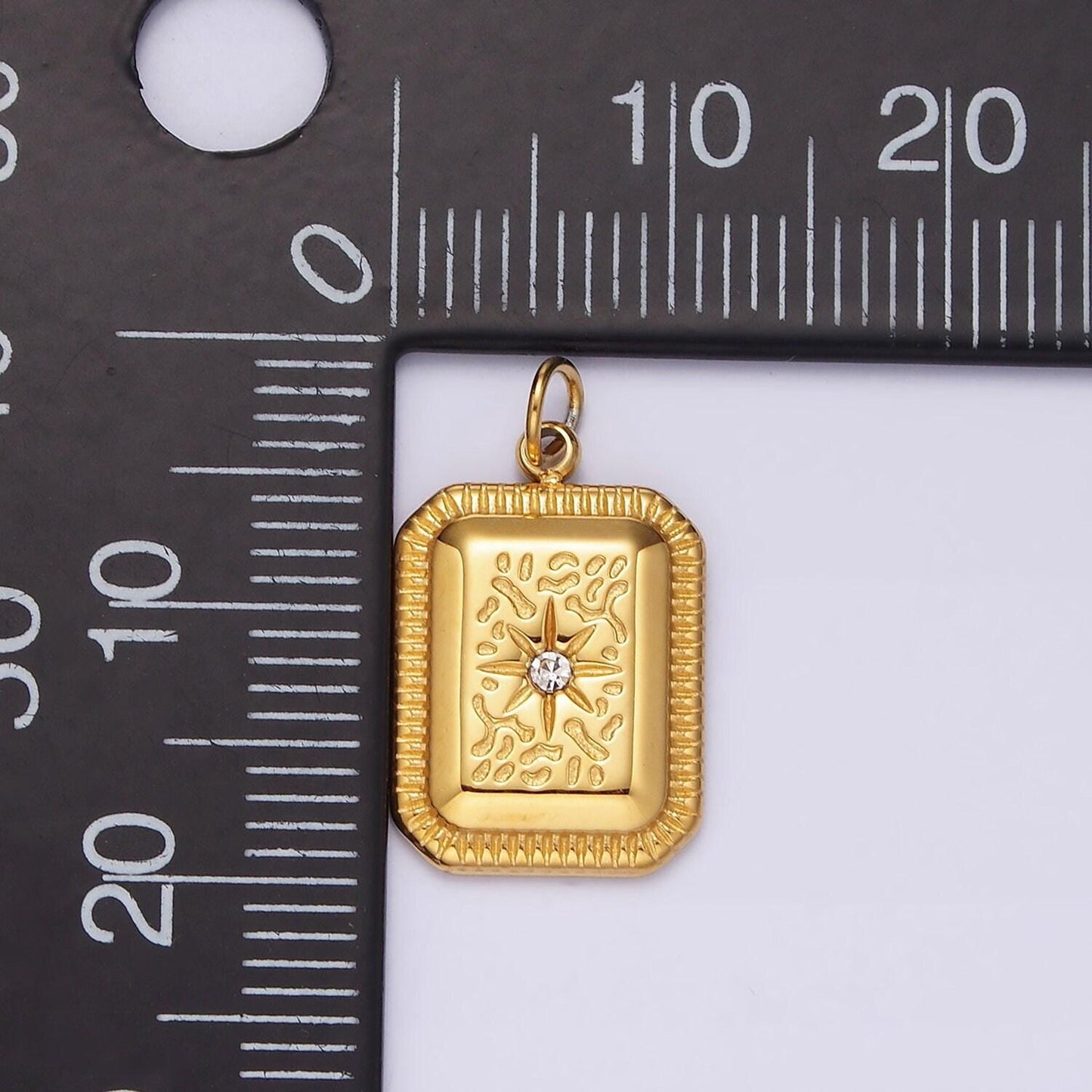 Stainless steel gold tag charm north star pendant charm for necklace bracelet celestial jewelry | p-646