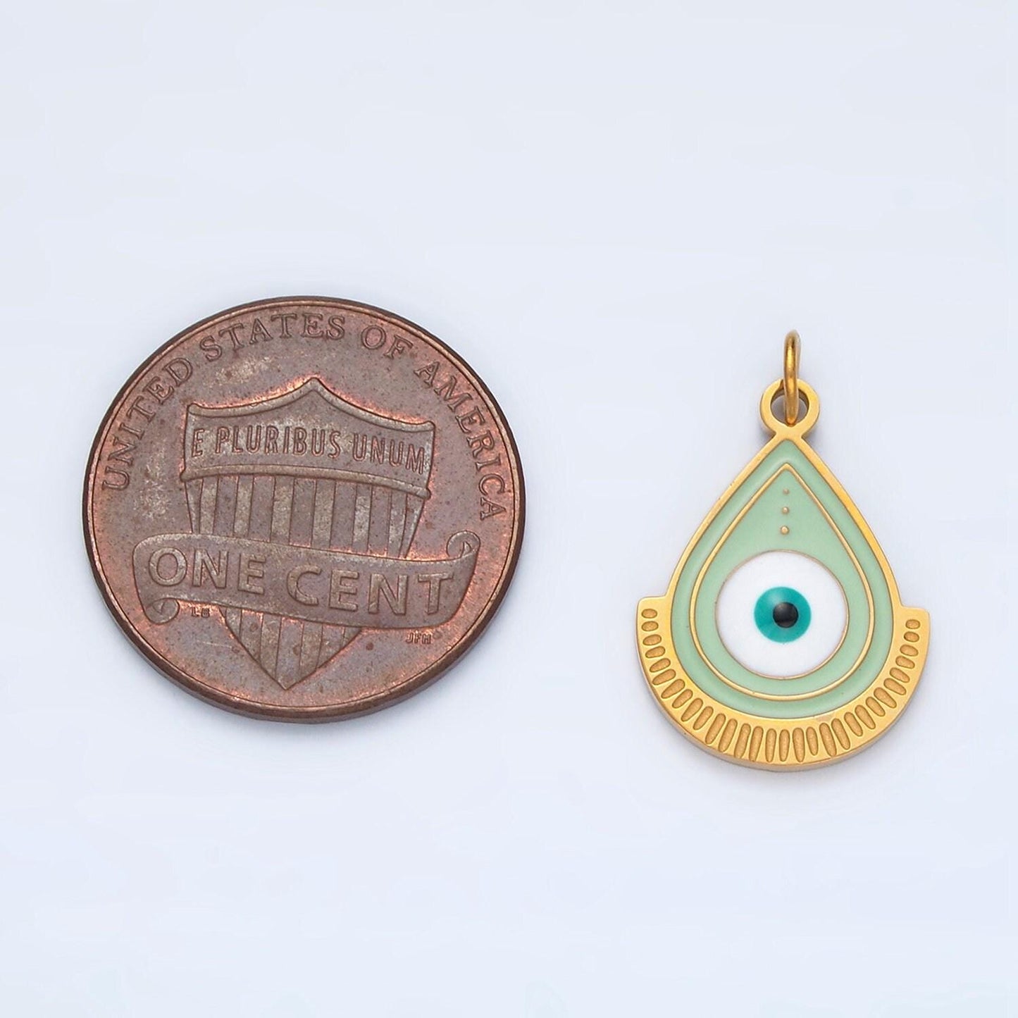 Mini gold evil eye charm stainless steel amulet pendant jewelry p620