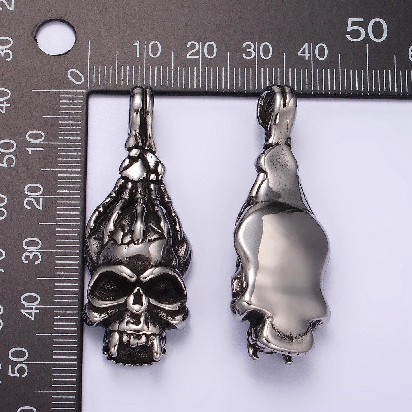 Stainless steel human skeleton skull pendant halloween jewelry gold necklace charm | p1361