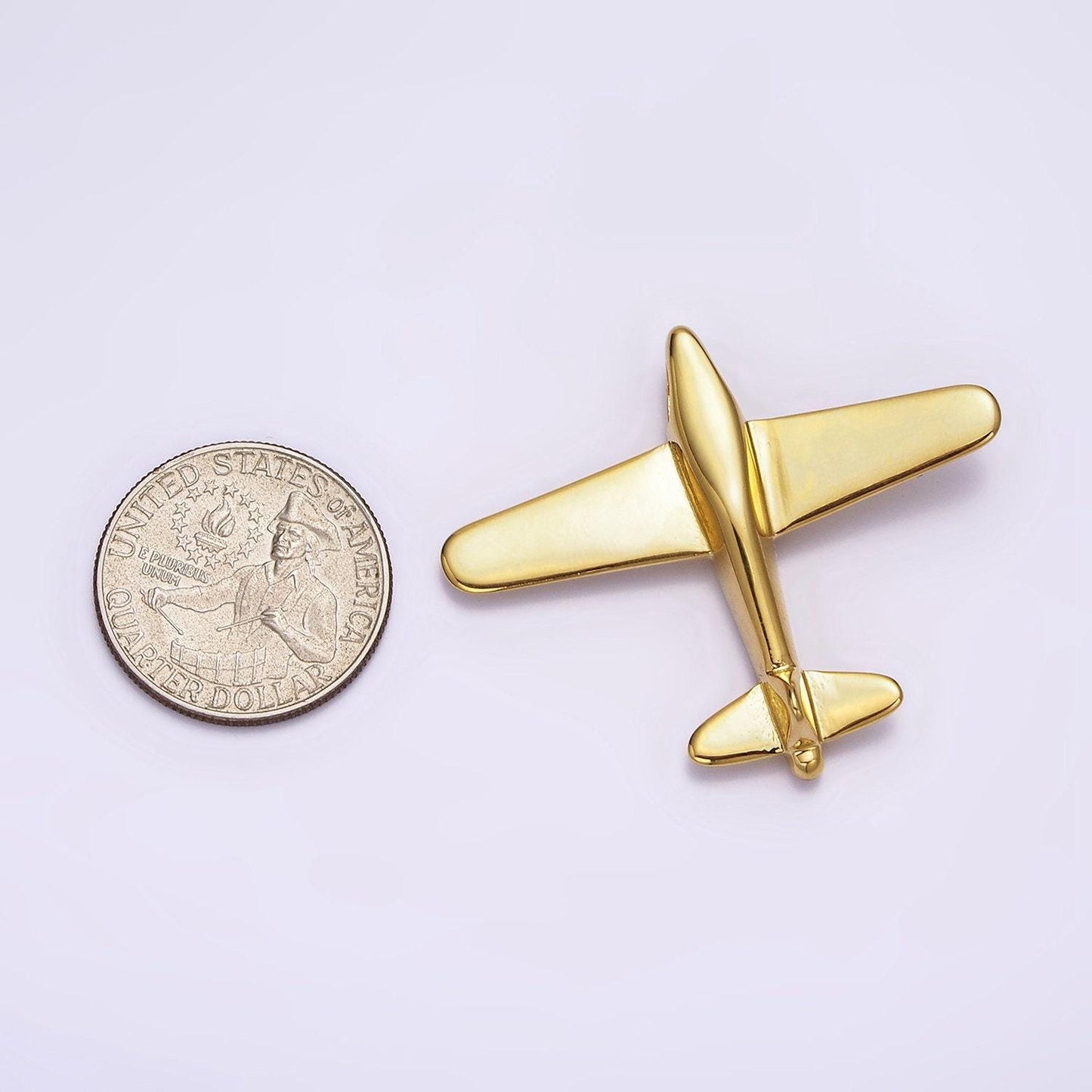 Gold stainless steel airplane pendant big airplane necklace charm gold travel necklace wholesale charm jewelry making supplies p-589