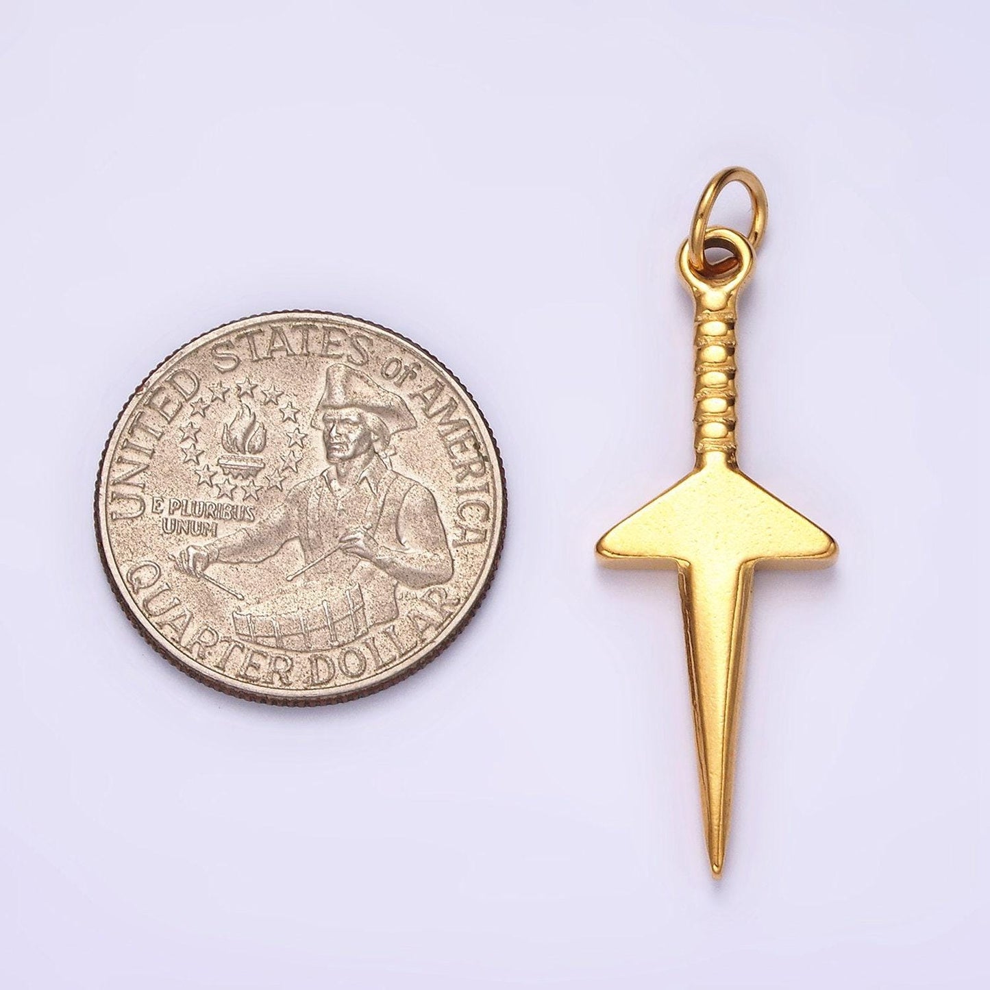 Stainless steel 40mm dagger knife minimalist charm in gold & silver | p550 p551