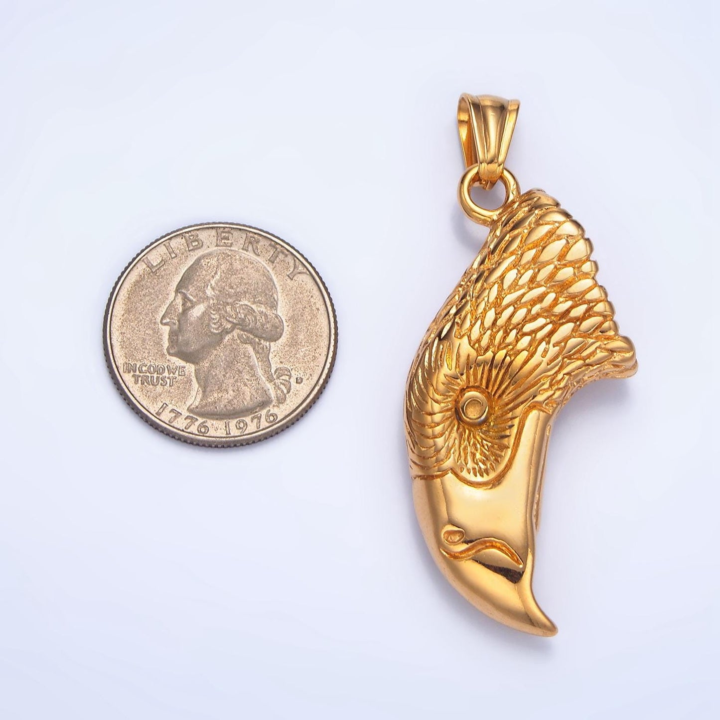 Big stainless steel bald eagle head charm gold bird animal pendant | p-1489