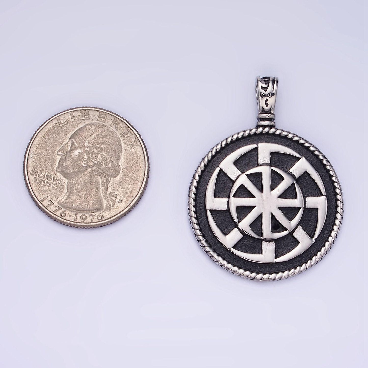 Stainless steel round pendant silver wheel charm medallion men jewelry pendant for necklace supply p1388