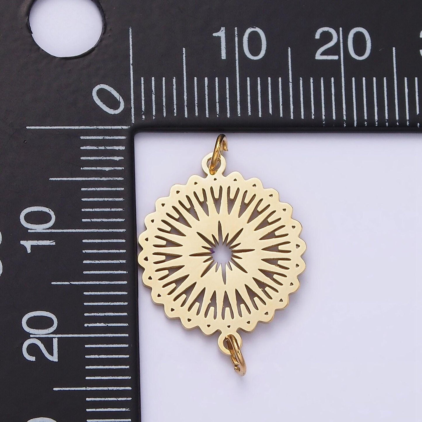 Stainless steel celestial sunburst star artisan minimalist open wavy connector | p1354