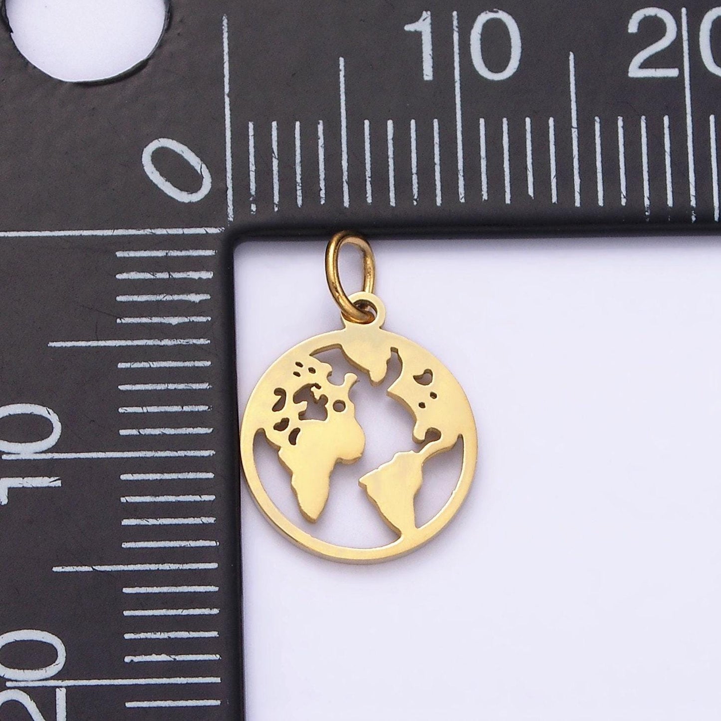 Stainless steel globe world map minimalist open round charm | p1348