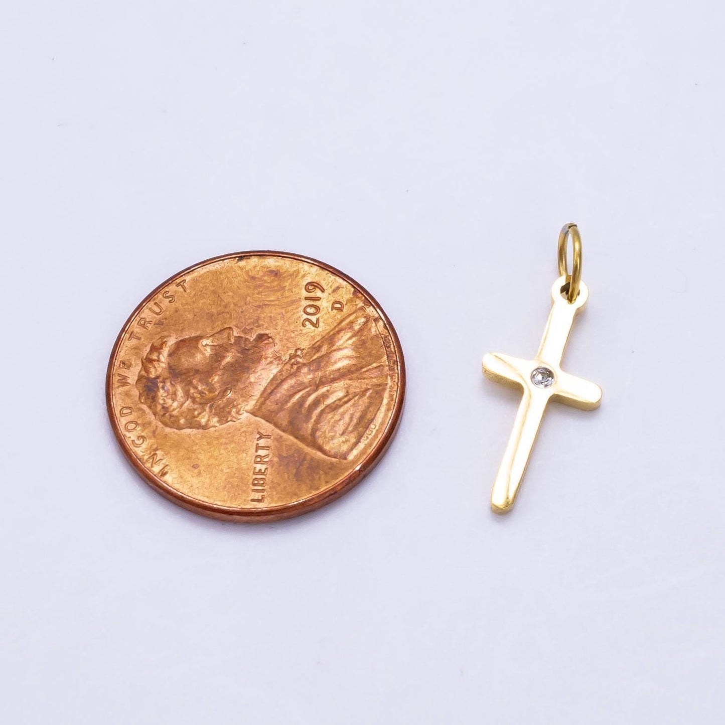 Mini slim stainless steel cross charm gold cross pendant religious findings lead nickel free tarnish resistant charm p-1293