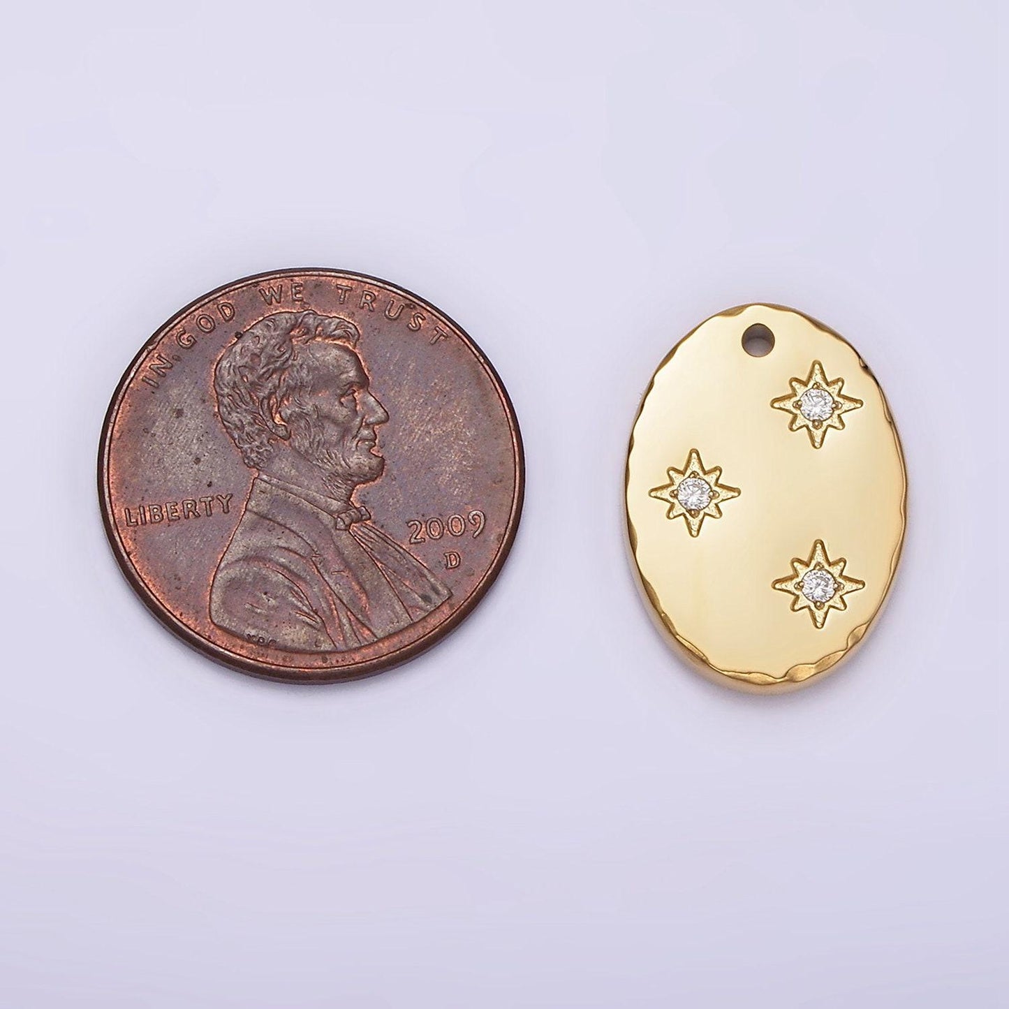Stainless steel oval star charms, steel star pendants minimalist celestial jewelry lightweight crystal star design p-1243