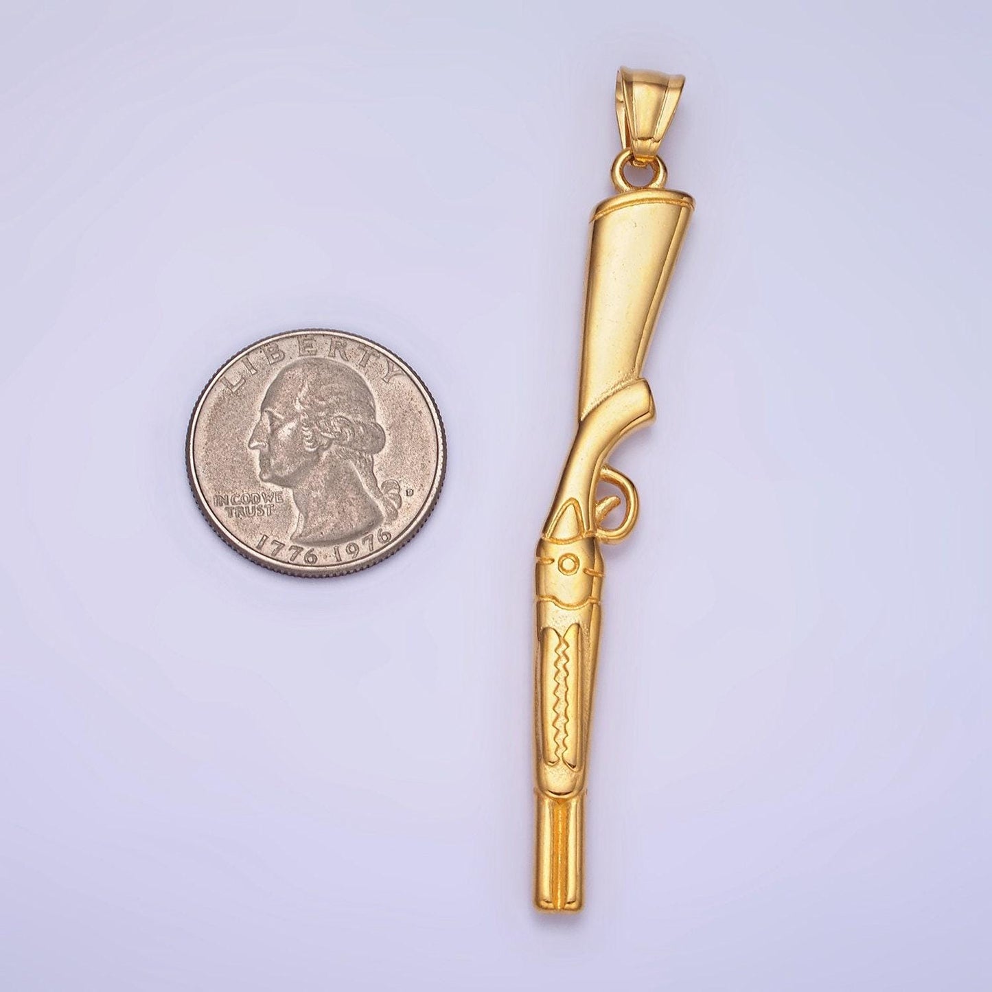 Stainless steel revolver 83mm pendant for jewelry making supply men hunter army inspired | p-1182