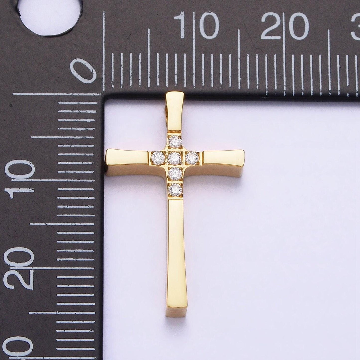 1pc stainless steel gold large cross pendant for diy jewelry making cz charms religious necklace | p-1138