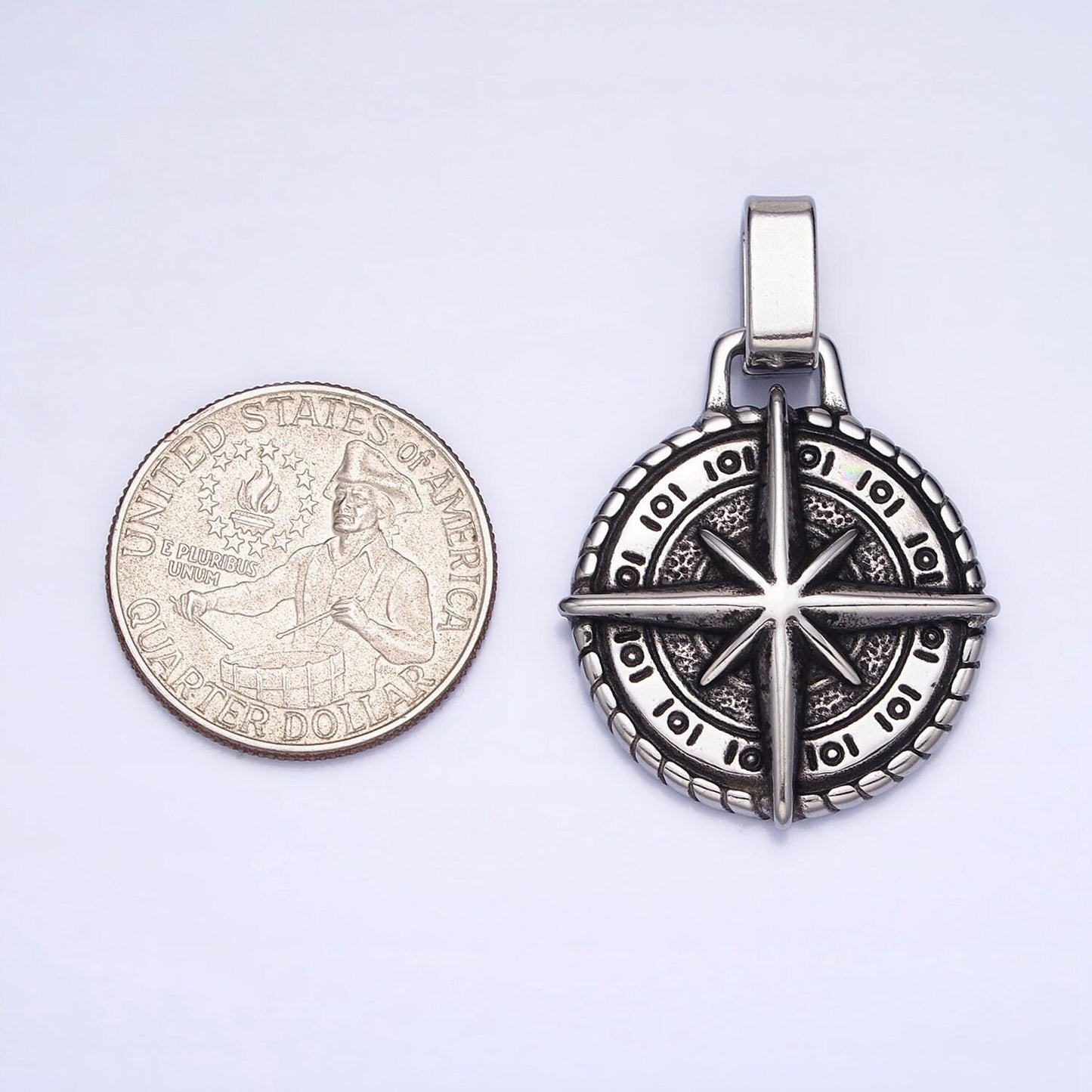 Men compass pendant necklace stainless steel jewelry heavy weight jewelry travel statement necklace supply p-1091 p-1092